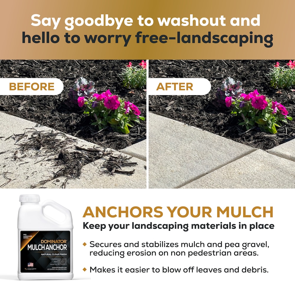 DOMINATOR Mulch Anchor - Clear Mulch Glue & Gravel Binder, Prevent Mulch  Washout & Erosion, Easy Leaf & Debris Removal