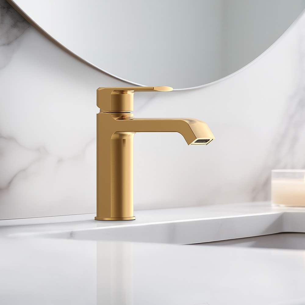 Project Source FS6A0274CZ Grayford Brushed Bronze Single hole 1-handle WaterSense High-arc Residential Handle Bathroom Sink Faucet with Drain with Deck Plate