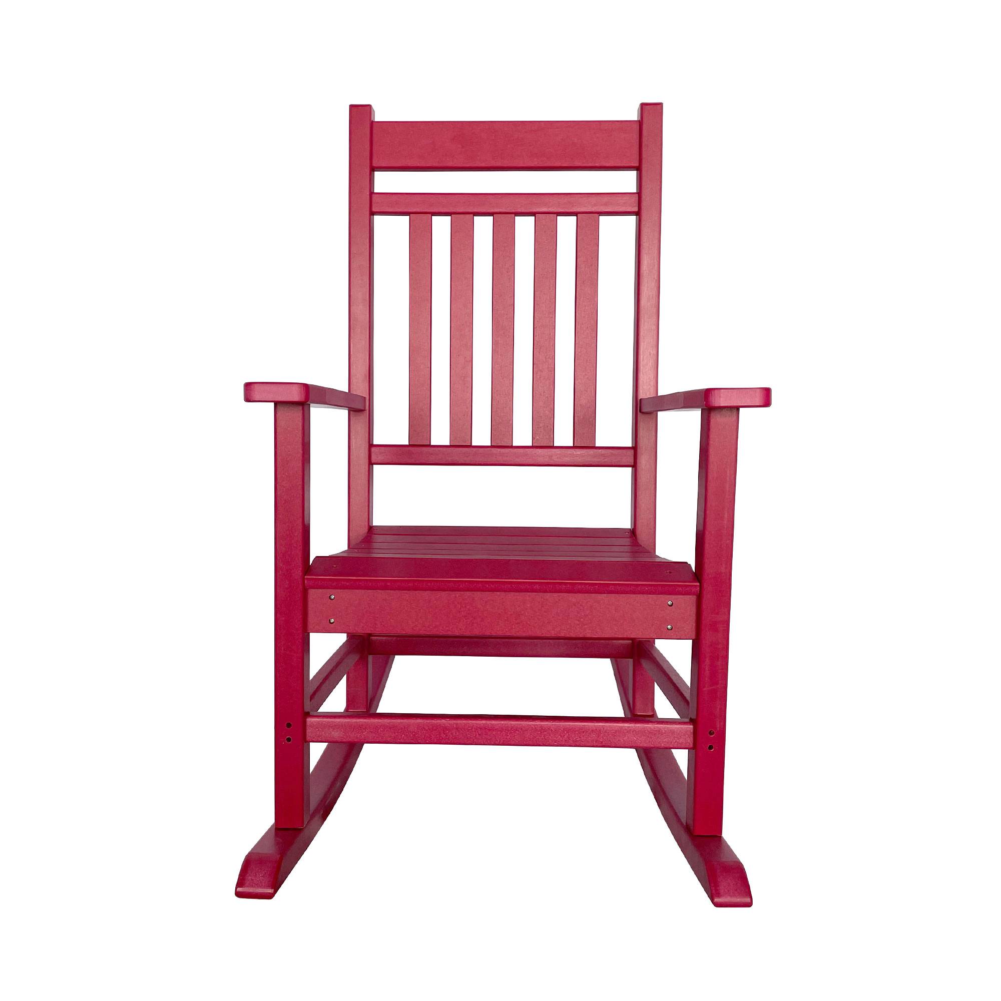 Shine Company 7632CP Chili Red HDPE Frame Rocking Chair with Slat Seat