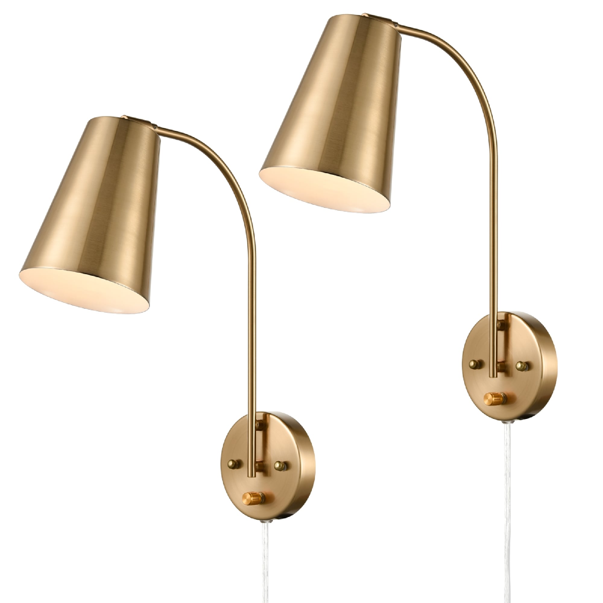 Claxy DX-T3054BU-J-C-2 Barn Light 5.1-in W 2 -Light Brushed Brass Wall Sconce