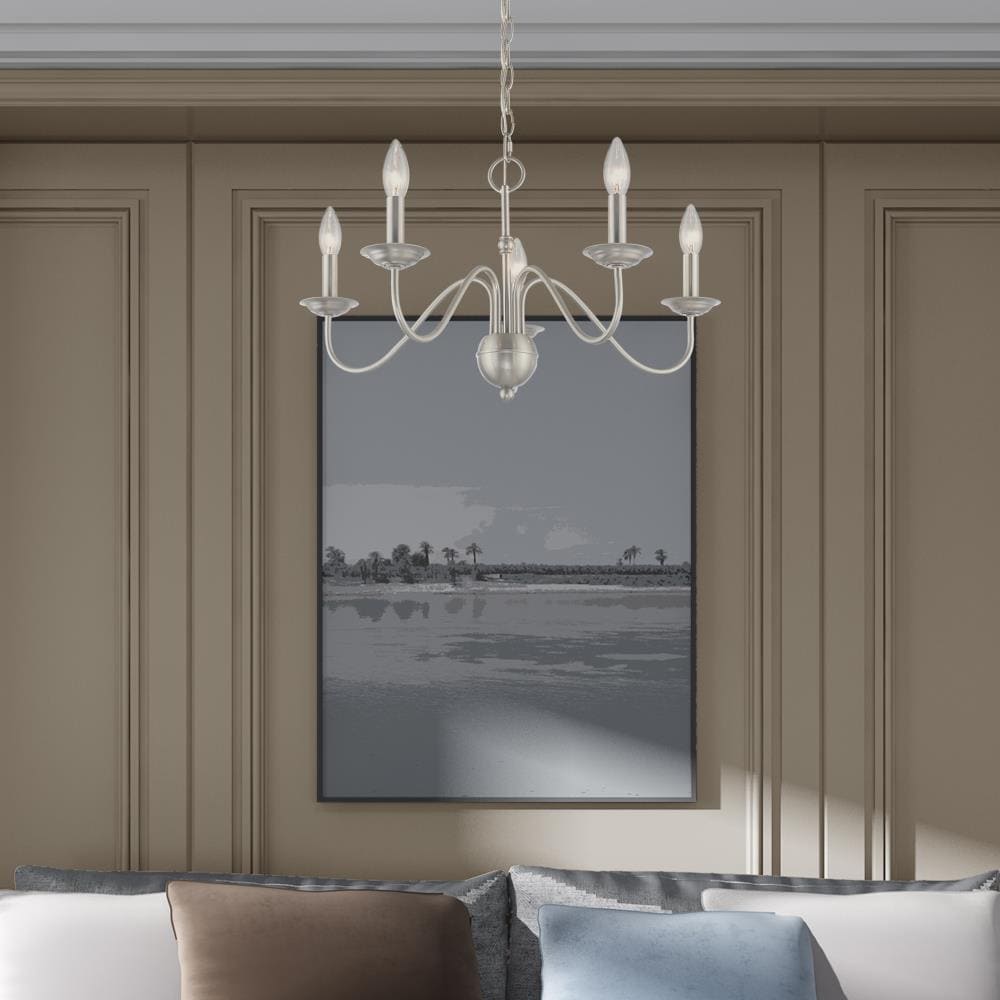 Windsor Mini 5-Light Brushed Nickel Plug-In Chandelier