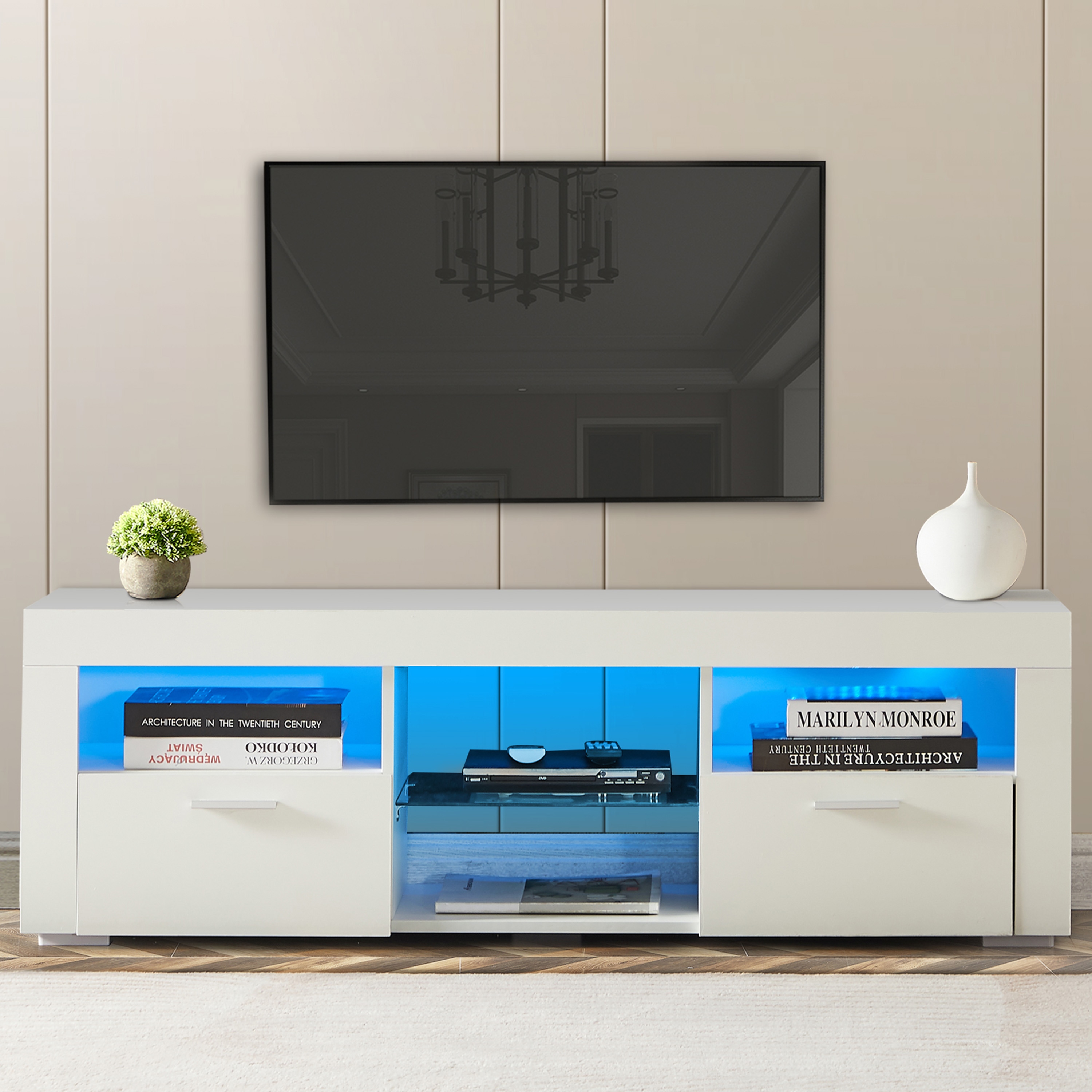 ToolCat NGG30-25-DSG Modern/Contemporary White TV cabinet ( Accommodates TVs up to 55-in )