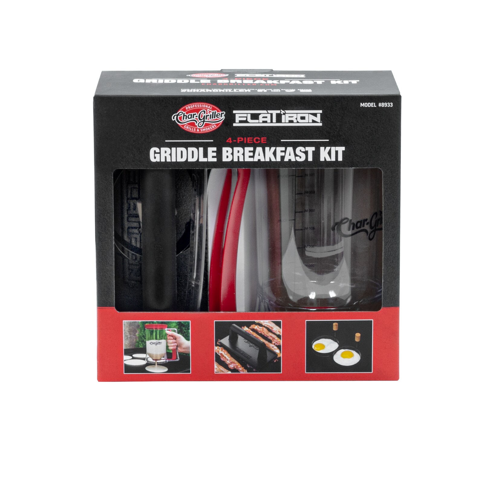  Char-Griller 8933 Flat Iron Gas Griddle Breakfast Kit Barbecue  Tool Set,Black : Patio, Lawn & Garden