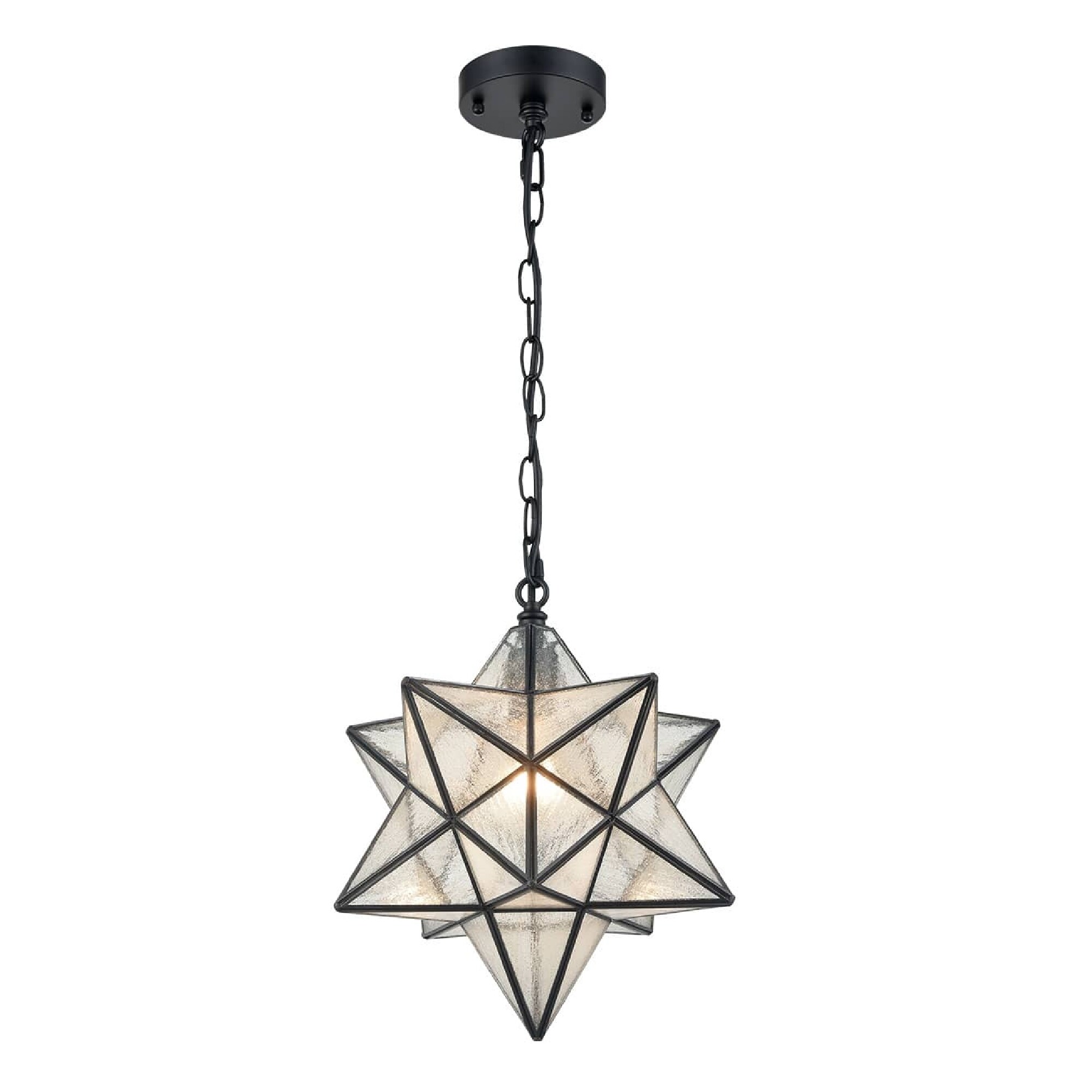 Moravian Star 14'' Black Seeded Glass Pendant Light with Adjustable Chain