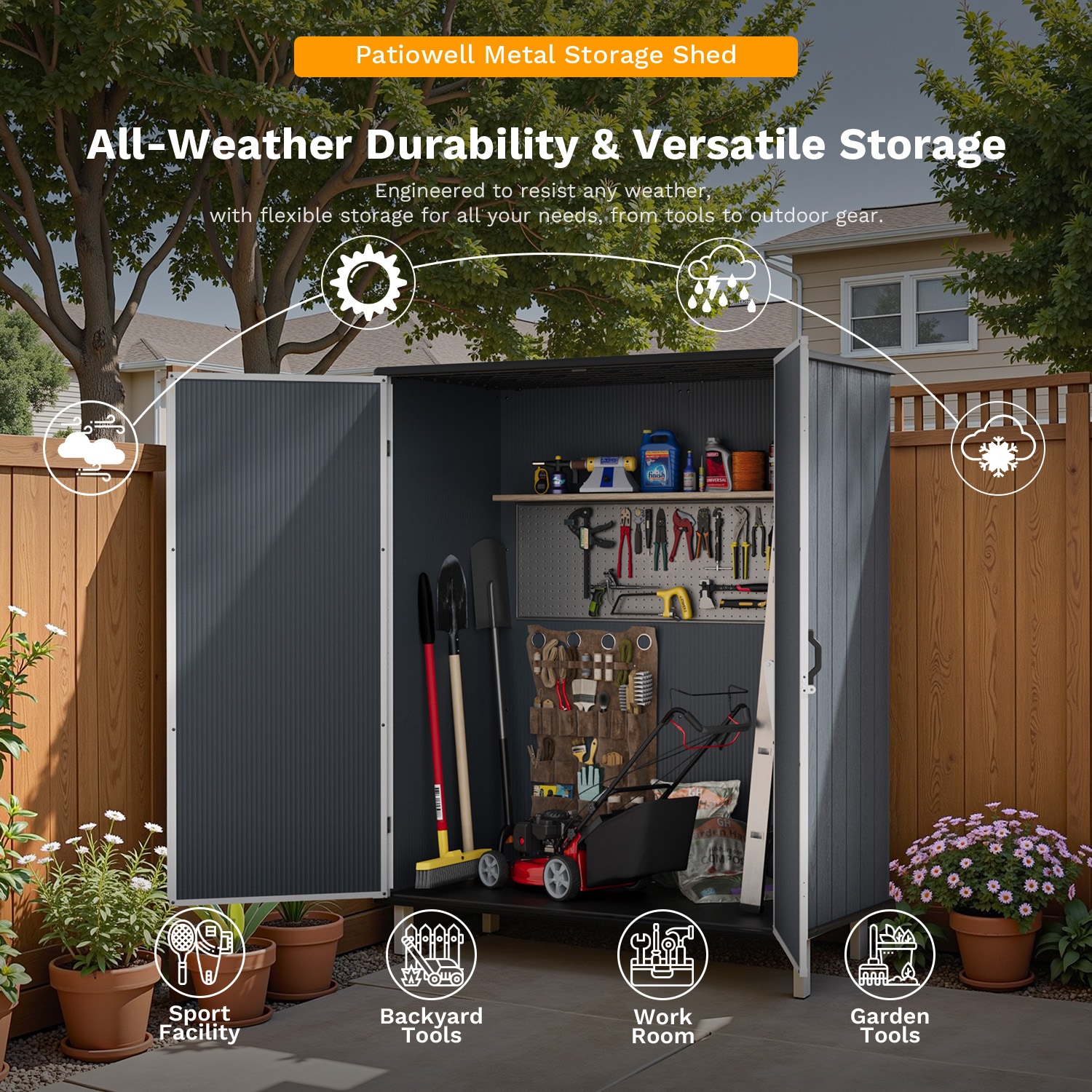 Patiowell WES-0590-DGY Vinyl-Resin-Storage-Buildings - View #4