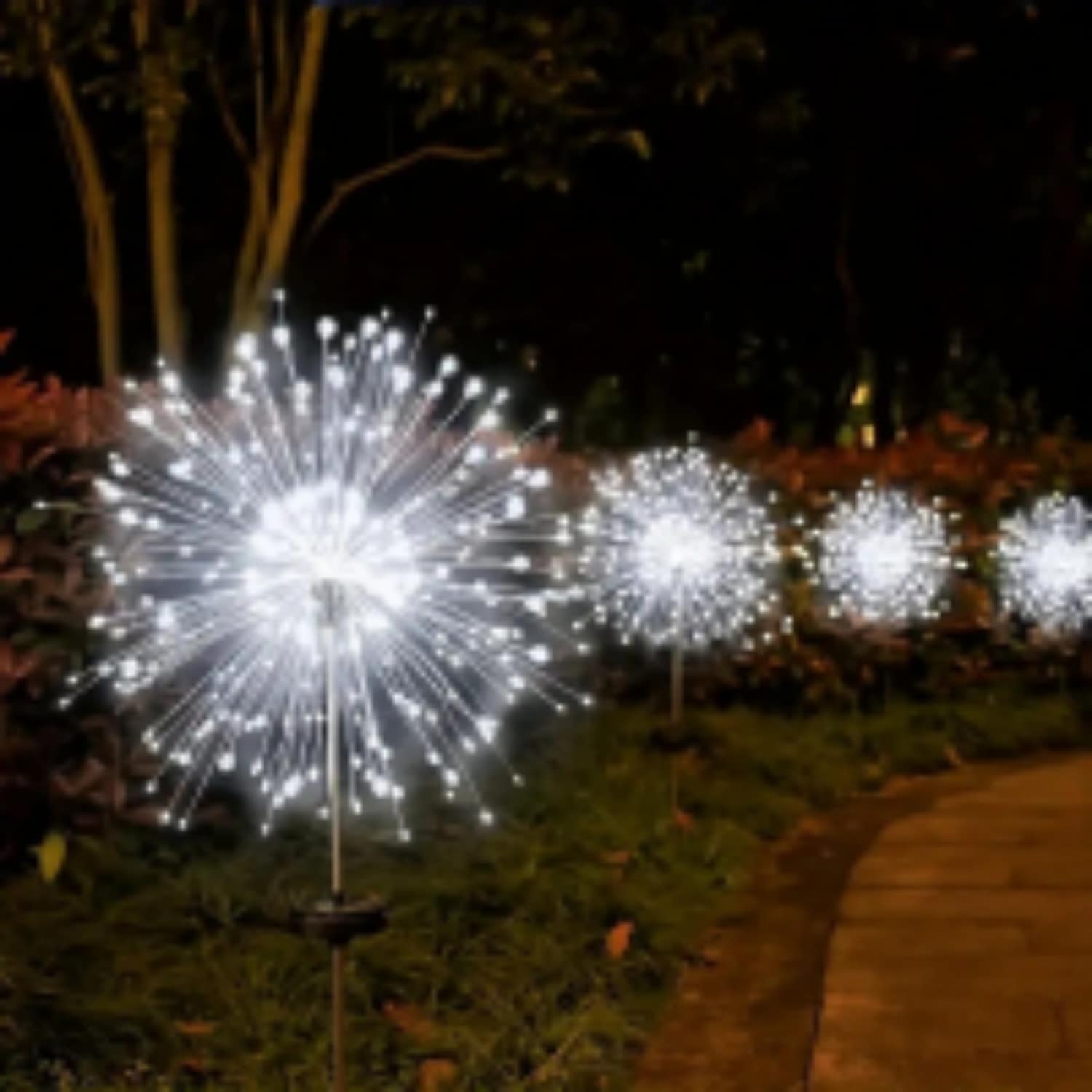 OBERSTER 120 LED Solar Fireworks Lights Starburst Fairy Lights with 8 Lighting Modes IP4X Solar Powered Pathway Lights for Patio Yard Christmas Holiday Decor Plastic Copper Material No Feather