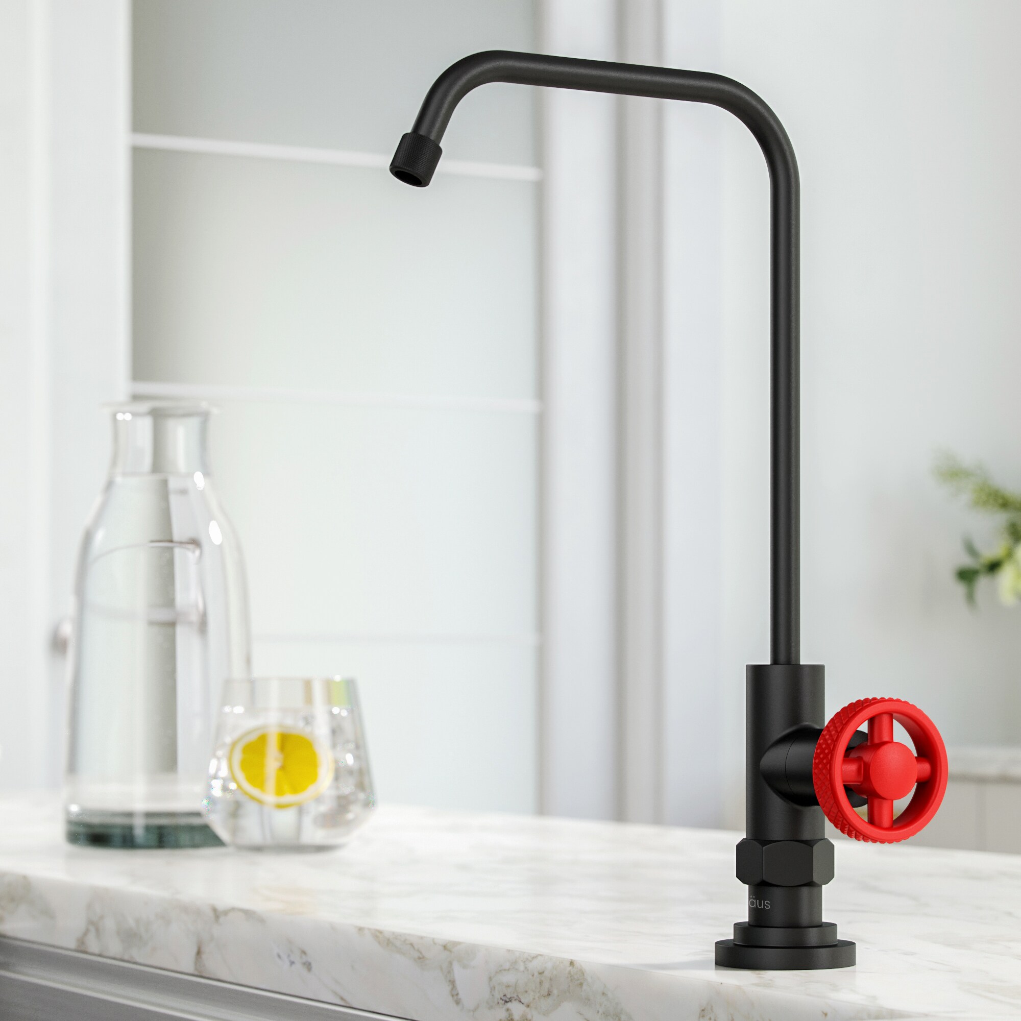 Kraus FF-101MBRD Matte Black/Red Deck-mount Cold Water Dispenser