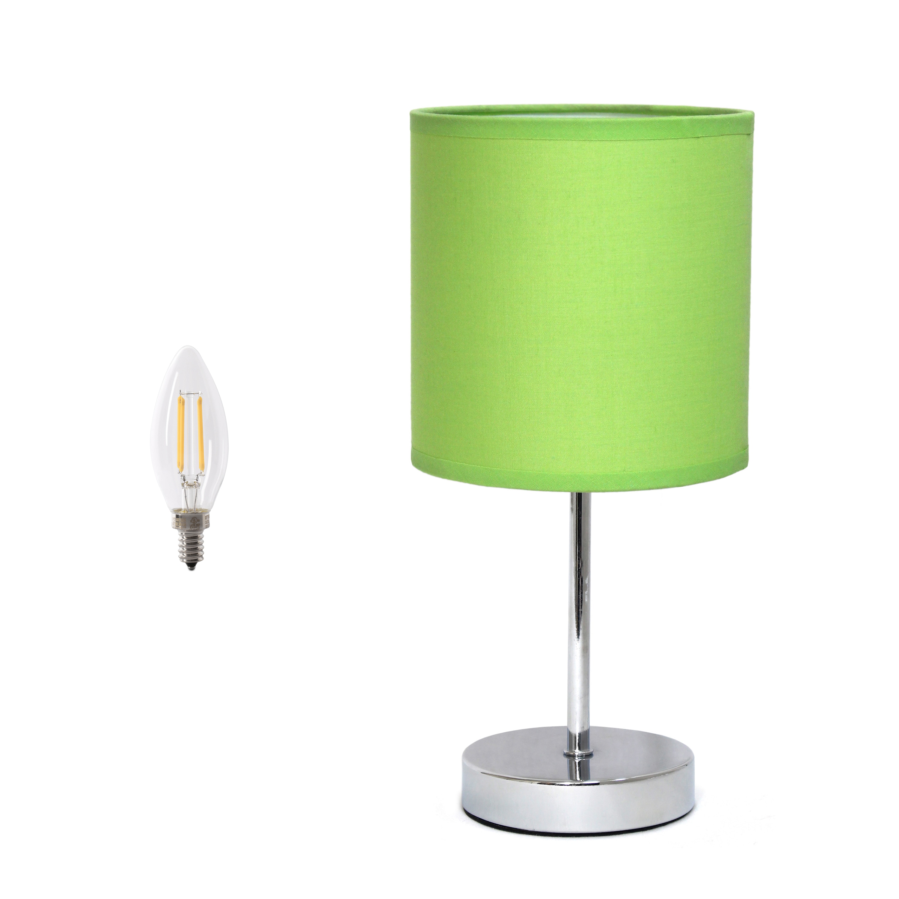 Creekwood Home CWT-2003-GR-LB Nauru 11.81-in Brushed Nickel/Green LED Rotary socket Table Lamp with Fabric Shade