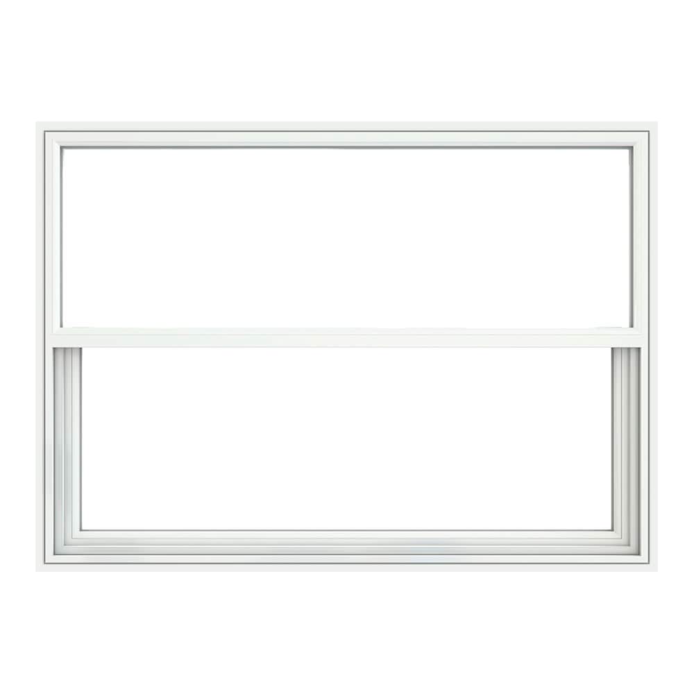 JELD-WEN V-2500 35-3/4-in x 24-3/4-in White Exterior White Interior Vinyl New Construction Single Hung Window Low-E (Half Screen Included)