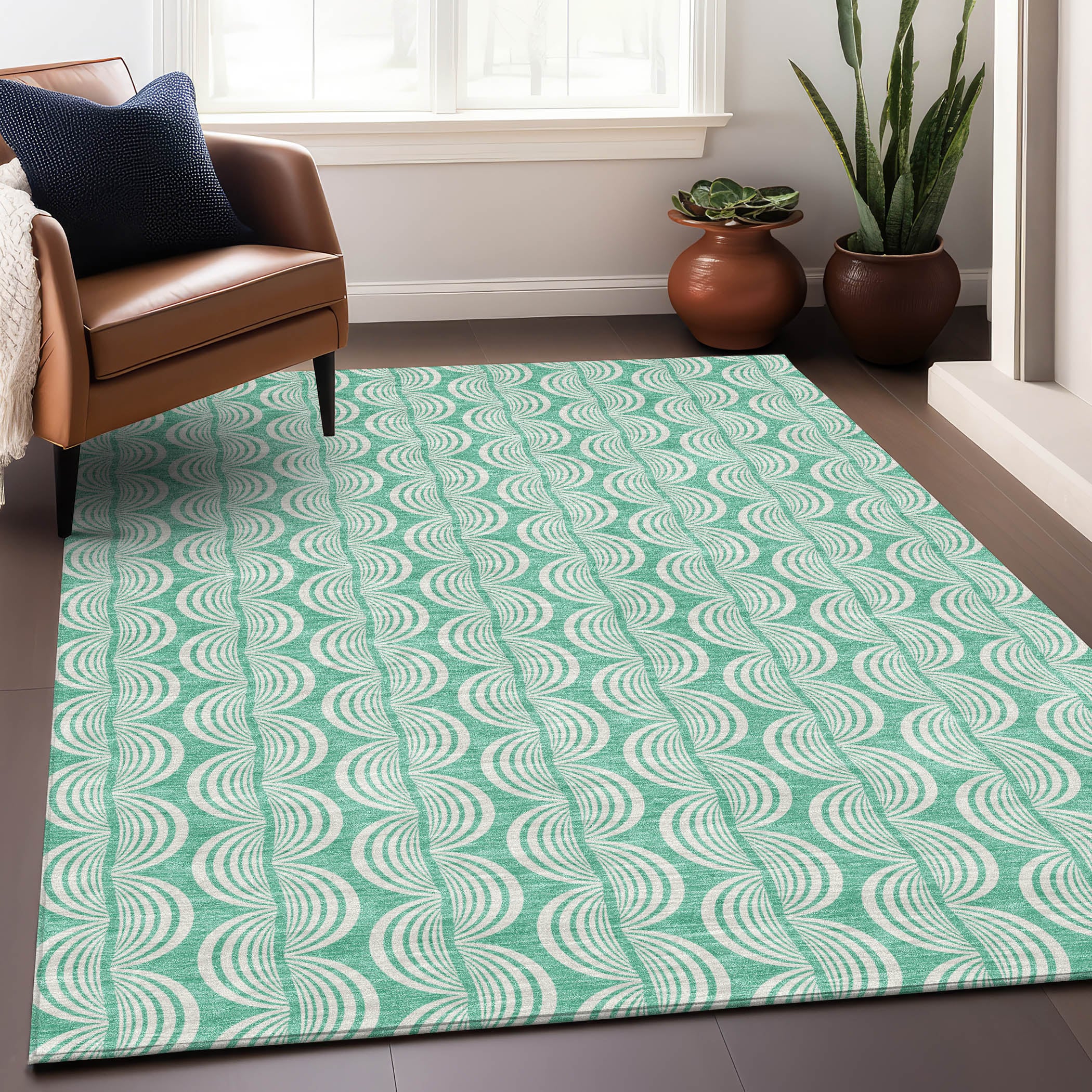 Addison Rugs ACN1056SF30X46 Chantille ACN1056SF 2 x 3 (ft) Polyester Seafoam Rectangular Indoor/Outdoor Geometric Machine washable Area rug