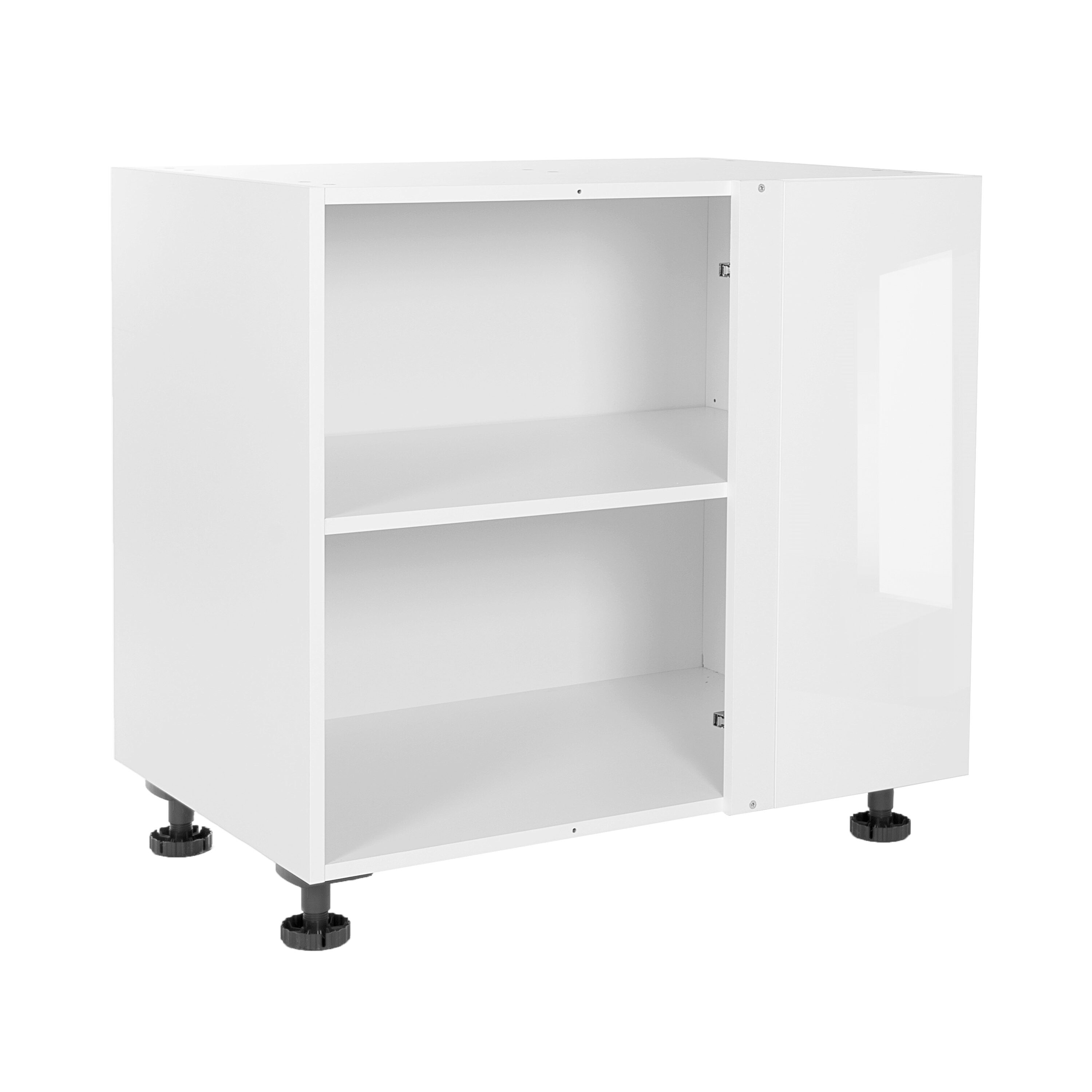 Cambridge SA-BUBB36-WG 36-in W x 34.5-in H x 24-in D White Gloss Blind Corner Base Ready To Assemble Cabinet (Flat Panel Slab Door Style)