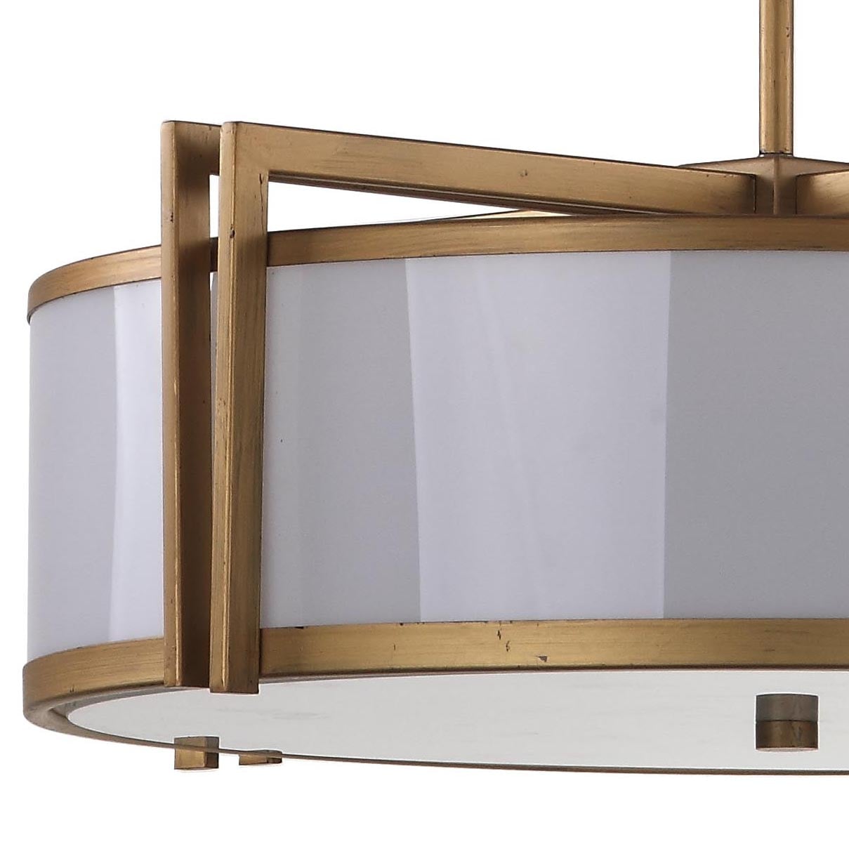 Elegant Contemporary 21" Gold and Gray Drum Pendant Light
