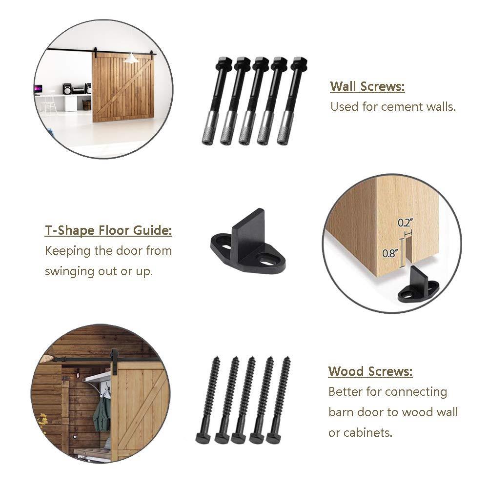 Clihome Matte Black Interior/Exterior J-strap Single Barn Door Kit ...