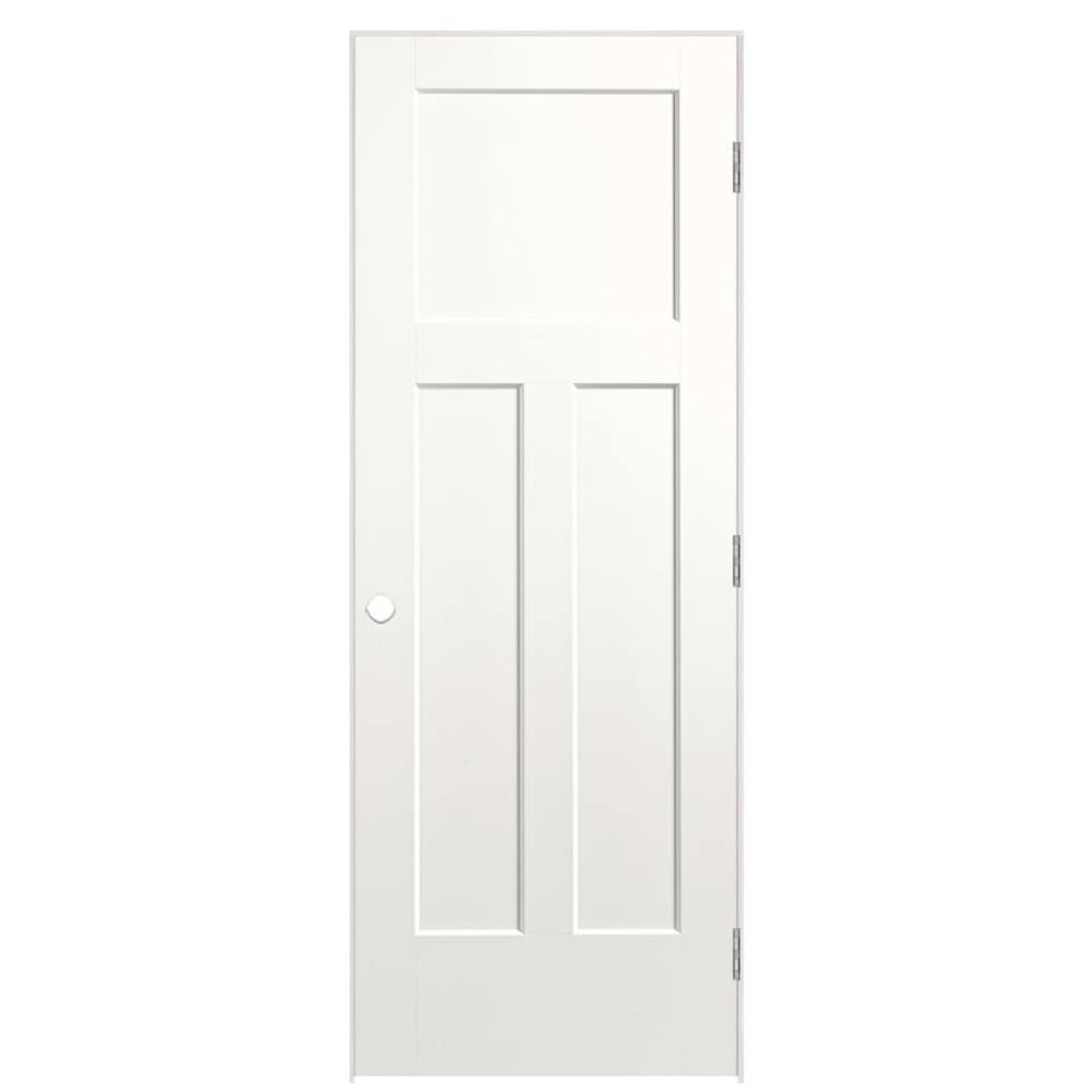 Masonite Winslow 24-in x 80-in Snow Storm 3-panel Craftsman Hollow Core Prefinished Molded Composite Left Hand Single Prehung Interior Door in White -  803453