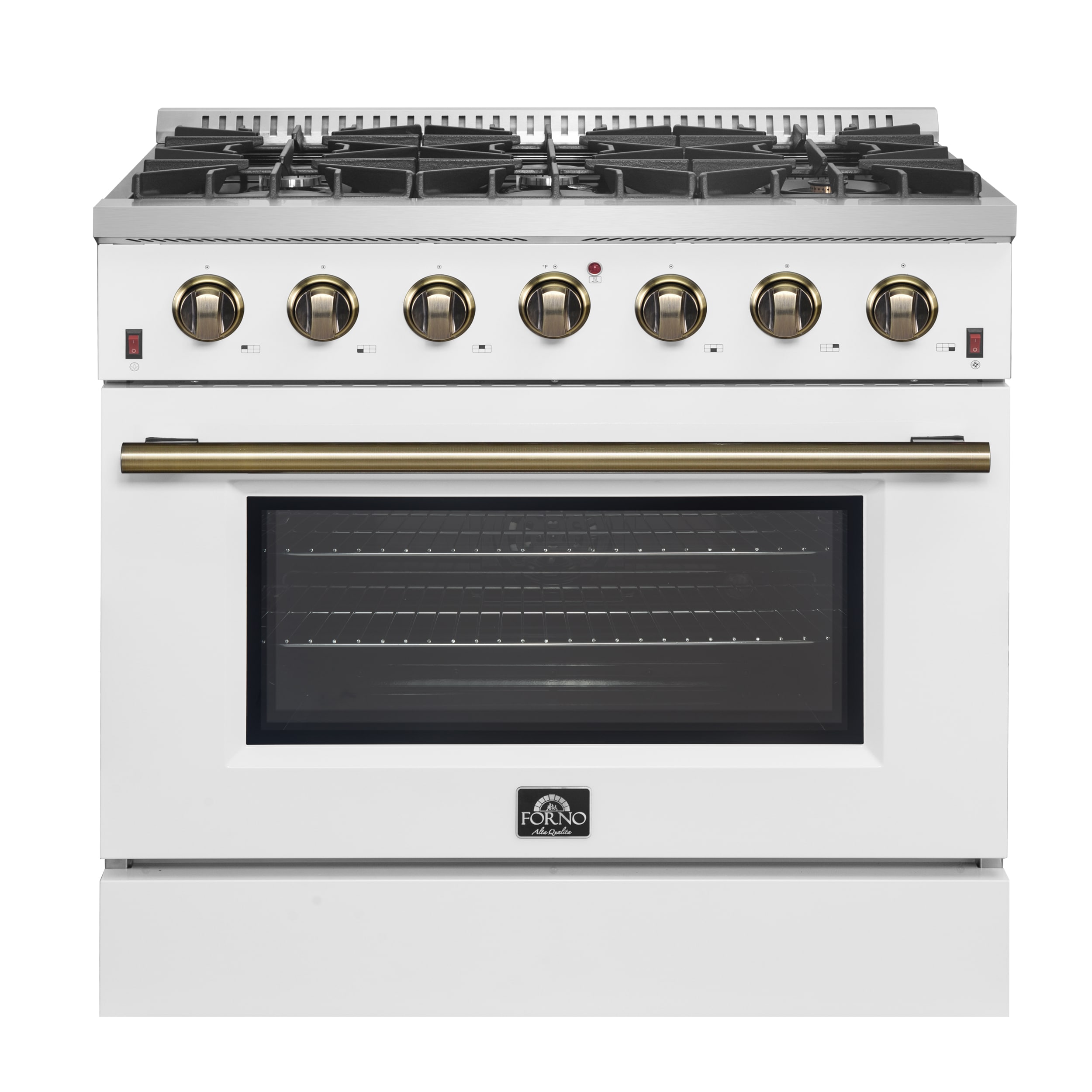 FORNO FFSGS6244-36WHT Galiano 36-in 6 burners 5.36-cu ft Convection Oven Freestanding Natural Gas Range ( White )