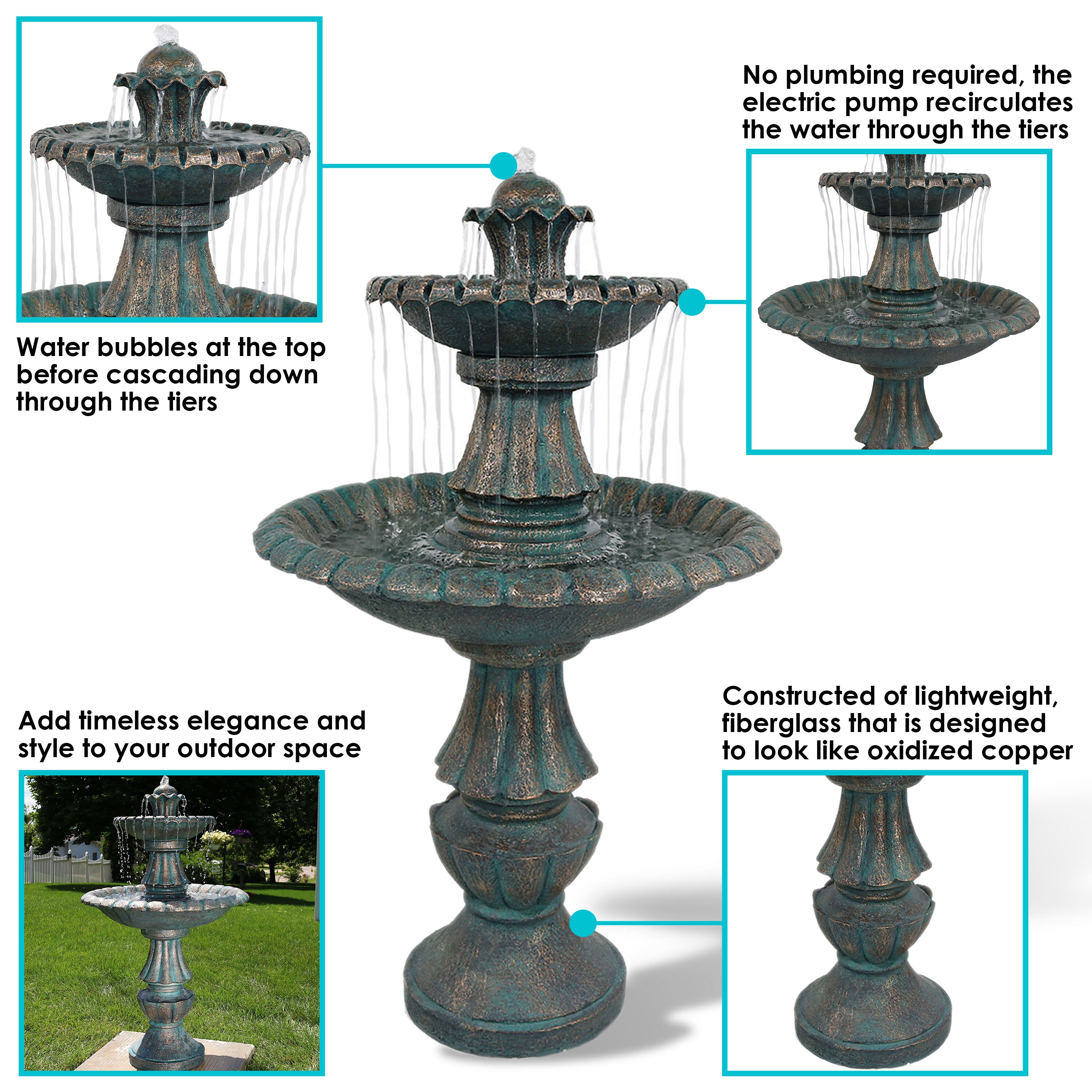 Sunnydaze Decor 41-in H Resin Tiered Outdoor Fountain Pump Included at ...