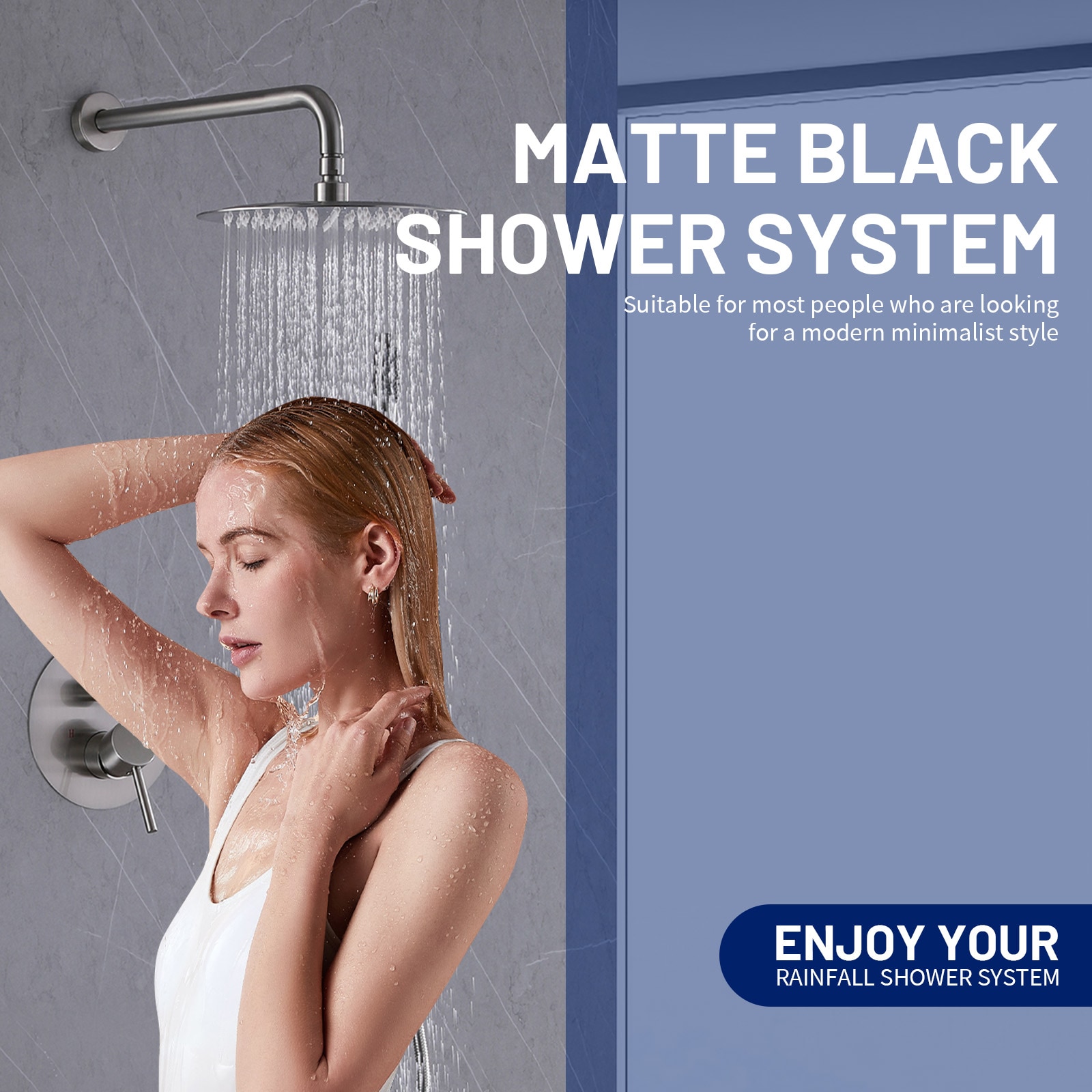 Large Brushed Nickel Rain Shower Faucet with Handheld