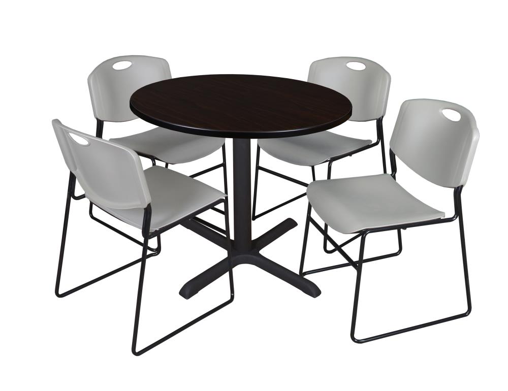 Regency TB36RNDMW44GY Breakroom Brown 4-Person Training Table (36-in W x 29-in H)