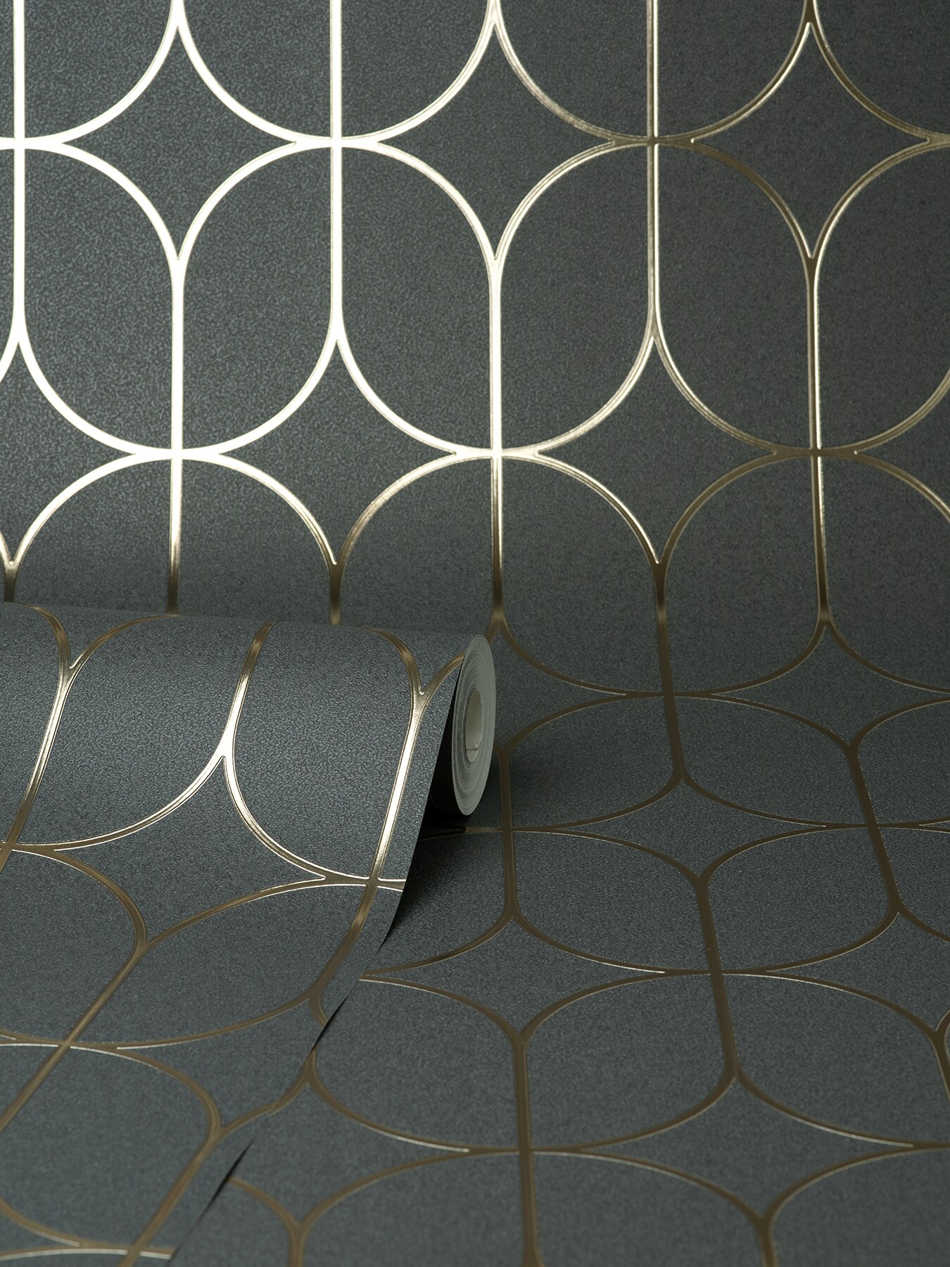 Rose Gold Geometric Wallpaper Revitalizing a Chic Bedroom