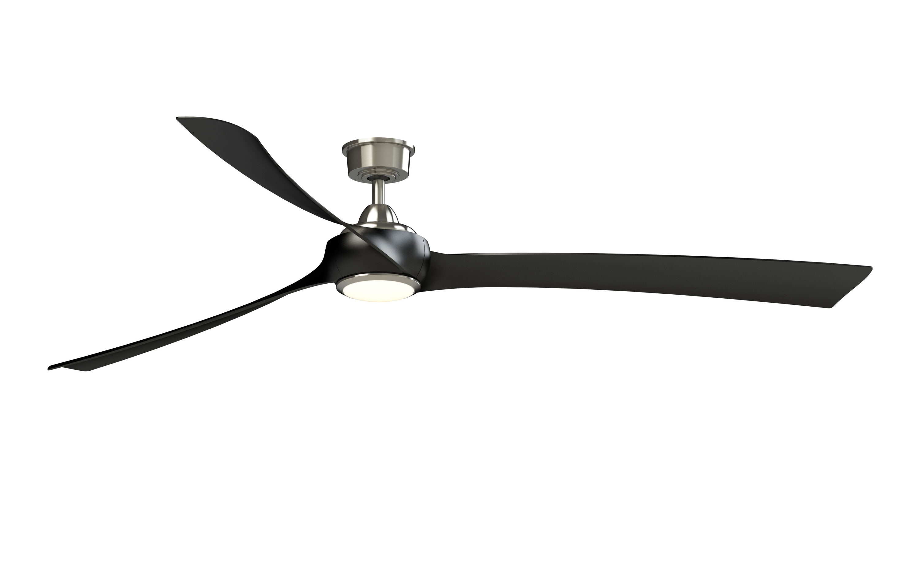 Wrap Custom 84-in Brushed Nickel LED Indoor/Outdoor Smart Ceiling Fan with Light Remote (3-Blade) | - Fanimation FPD8531BN-84BL-LK