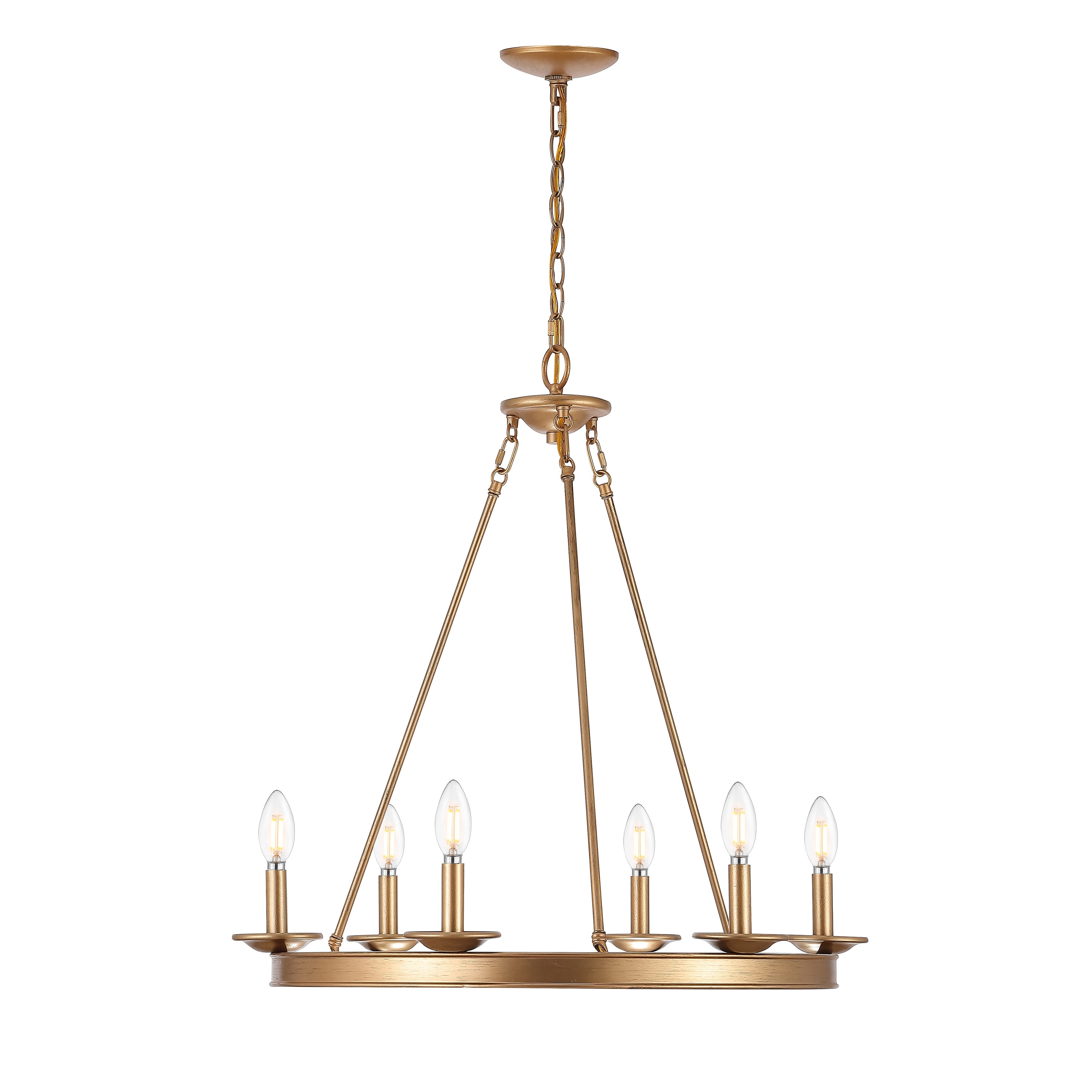 Elegant Gold Painted Iron 6-Light Adjustable Chandelier