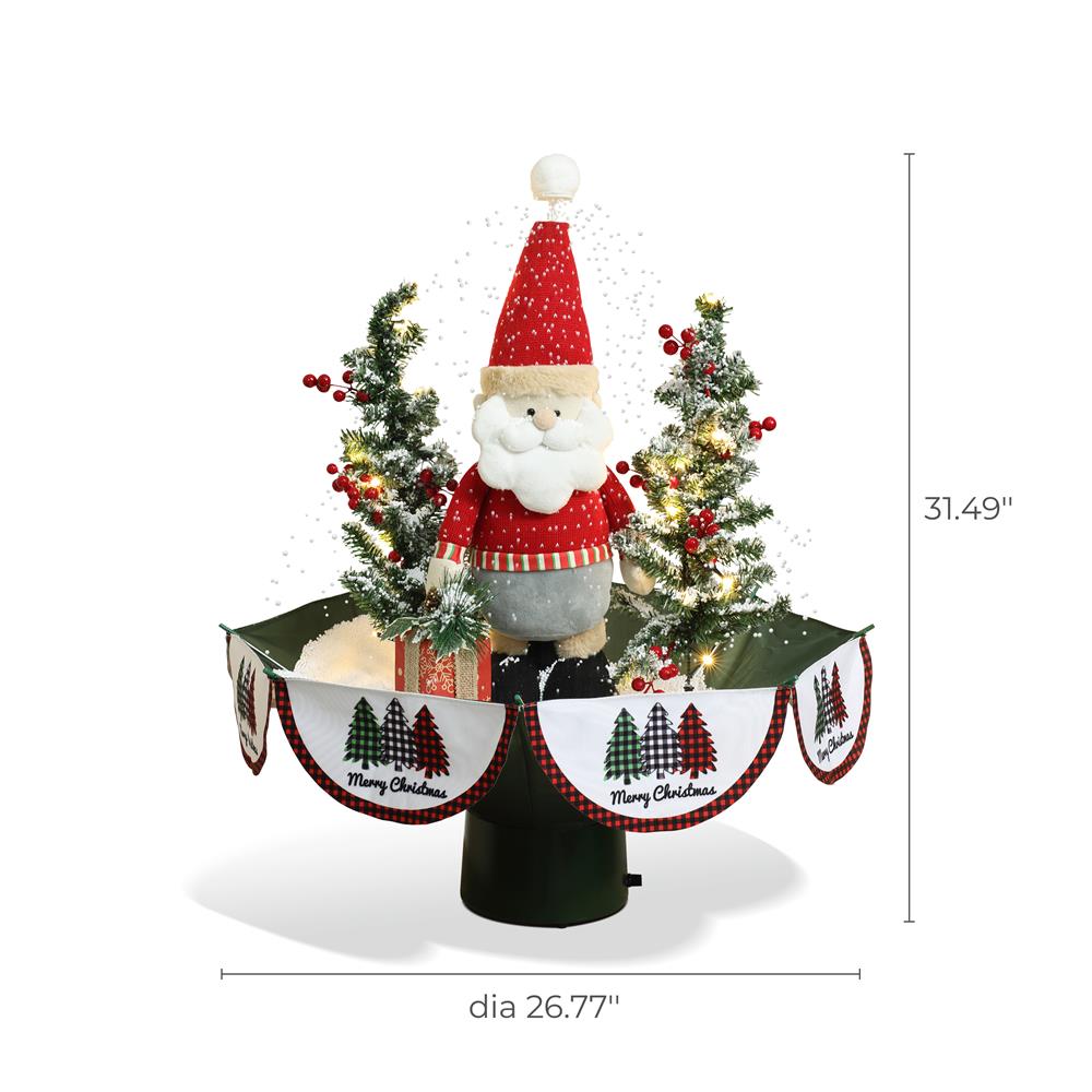 31.5" Red and Green Animated Musical Snowing Christmas Decor with LED Lights