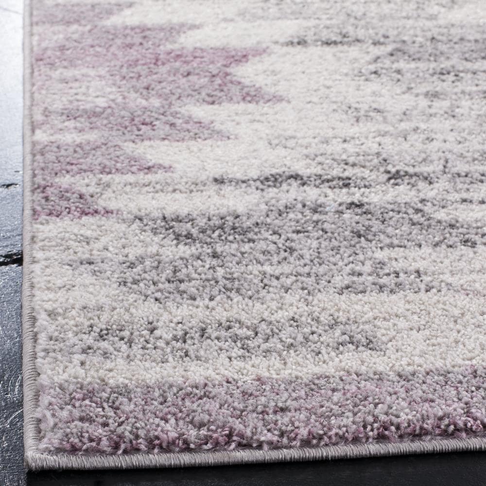 Plum and Ivory Geometric Square Synthetic Area Rug, 7'x7'