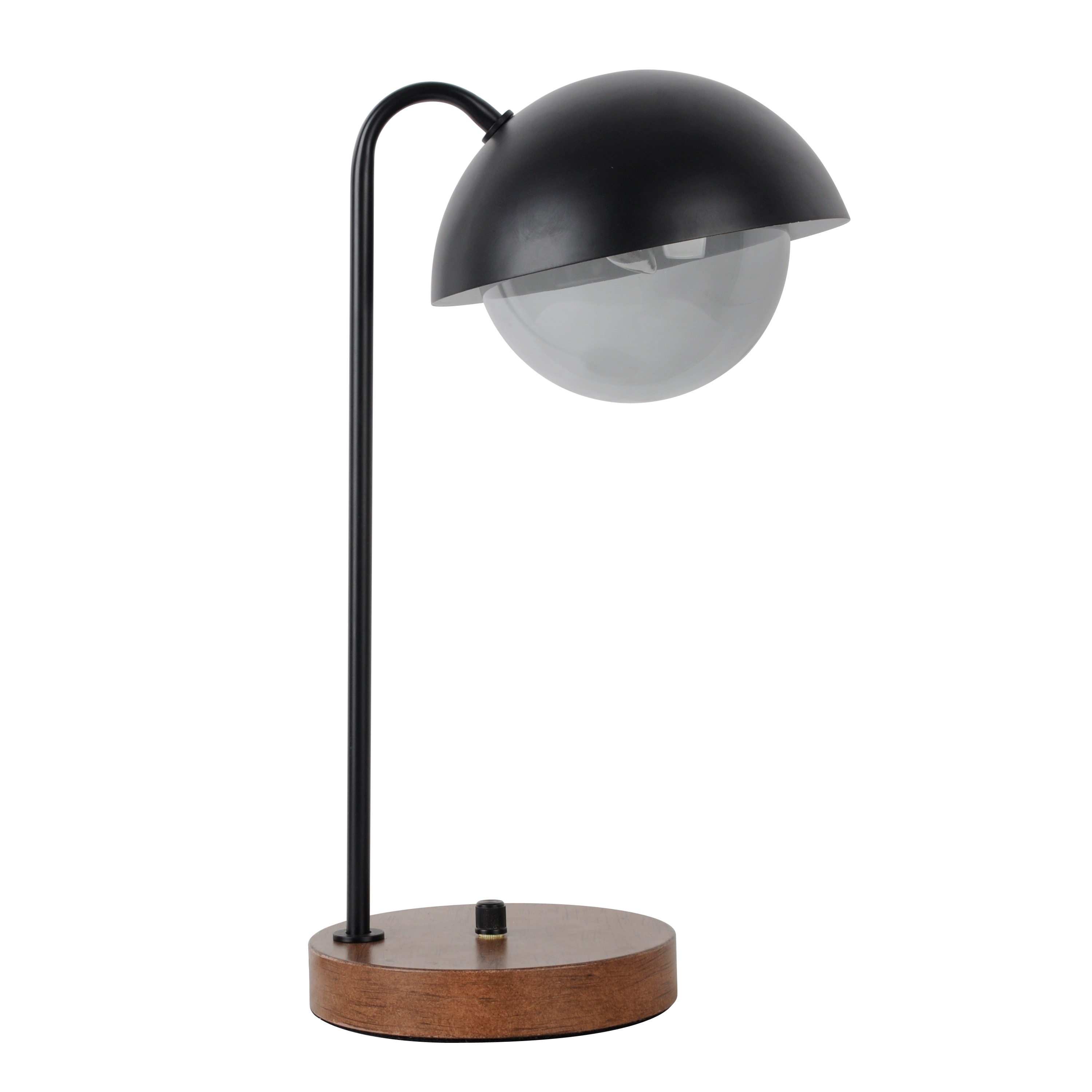 Decor Therapy TL23929 6-in Matte Black Desk Lamp with Glass Shade