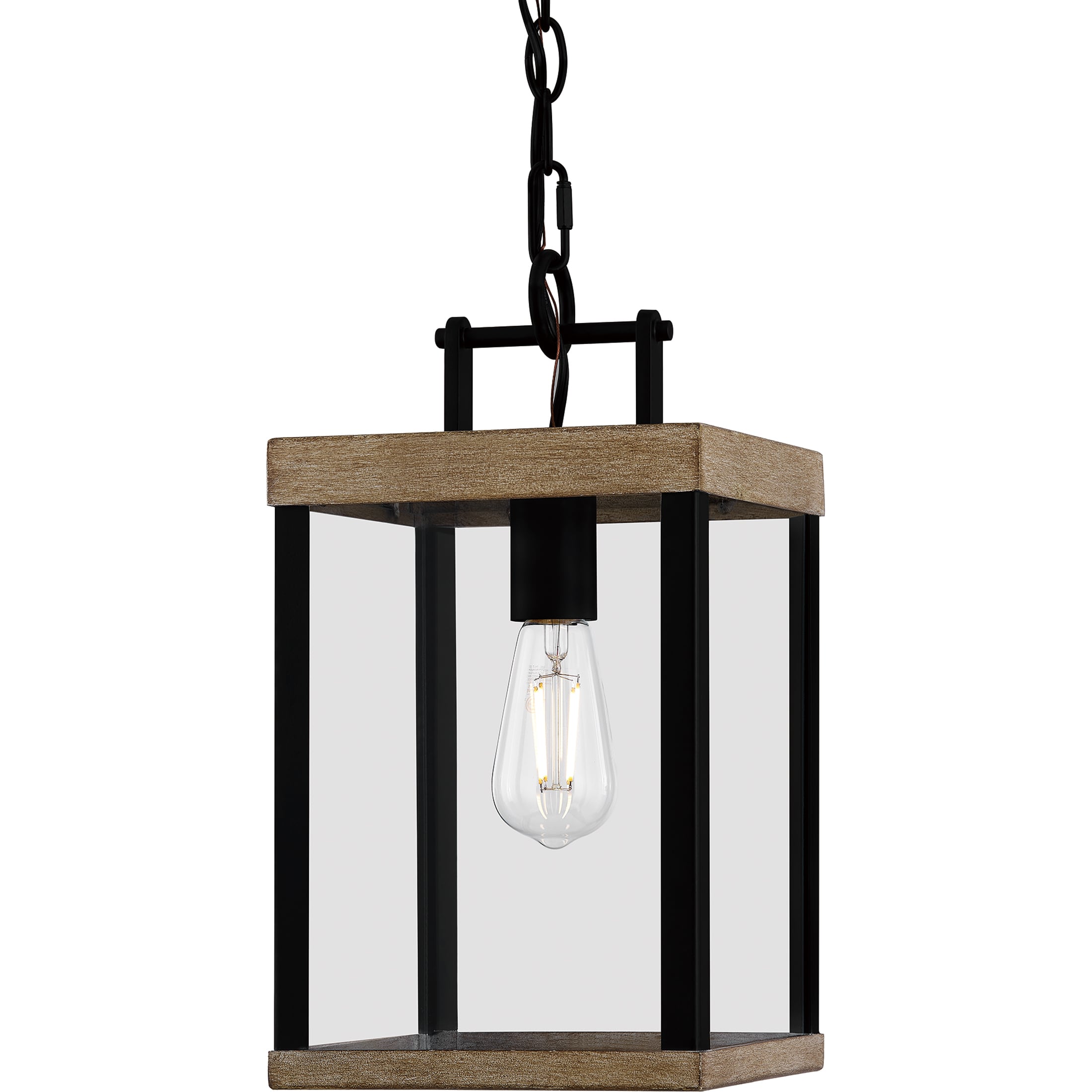 Quoizel Finn Matte Black Farmhouse Clear Glass Lantern