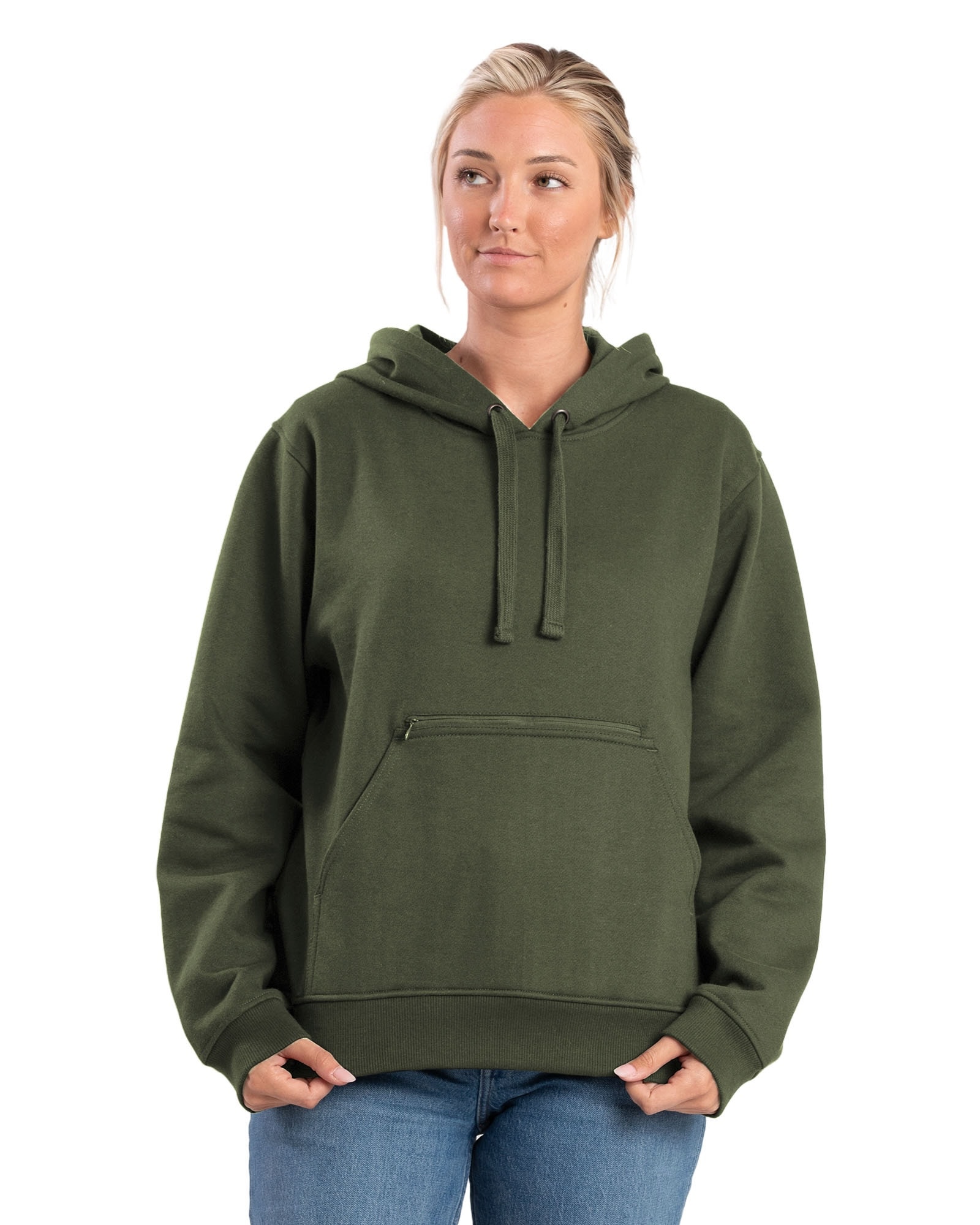 BERNE APPAREL WSP418DOGR520 Women's Green Fleece Long sleeve Solid Hoodie ( 2XL )