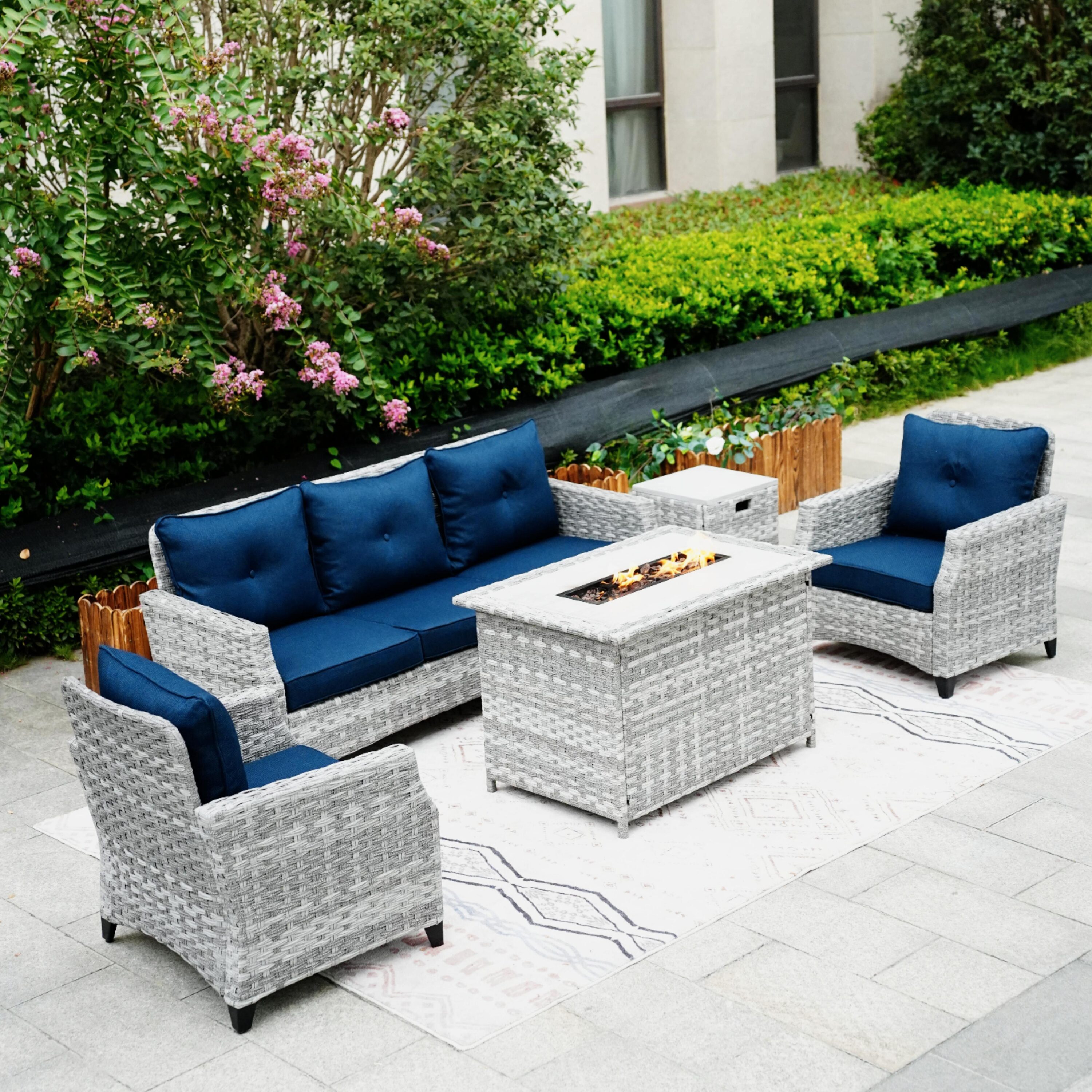 Direct Wicker DWG-1802H-BLUE Patio-Conversation-Sets - View #5