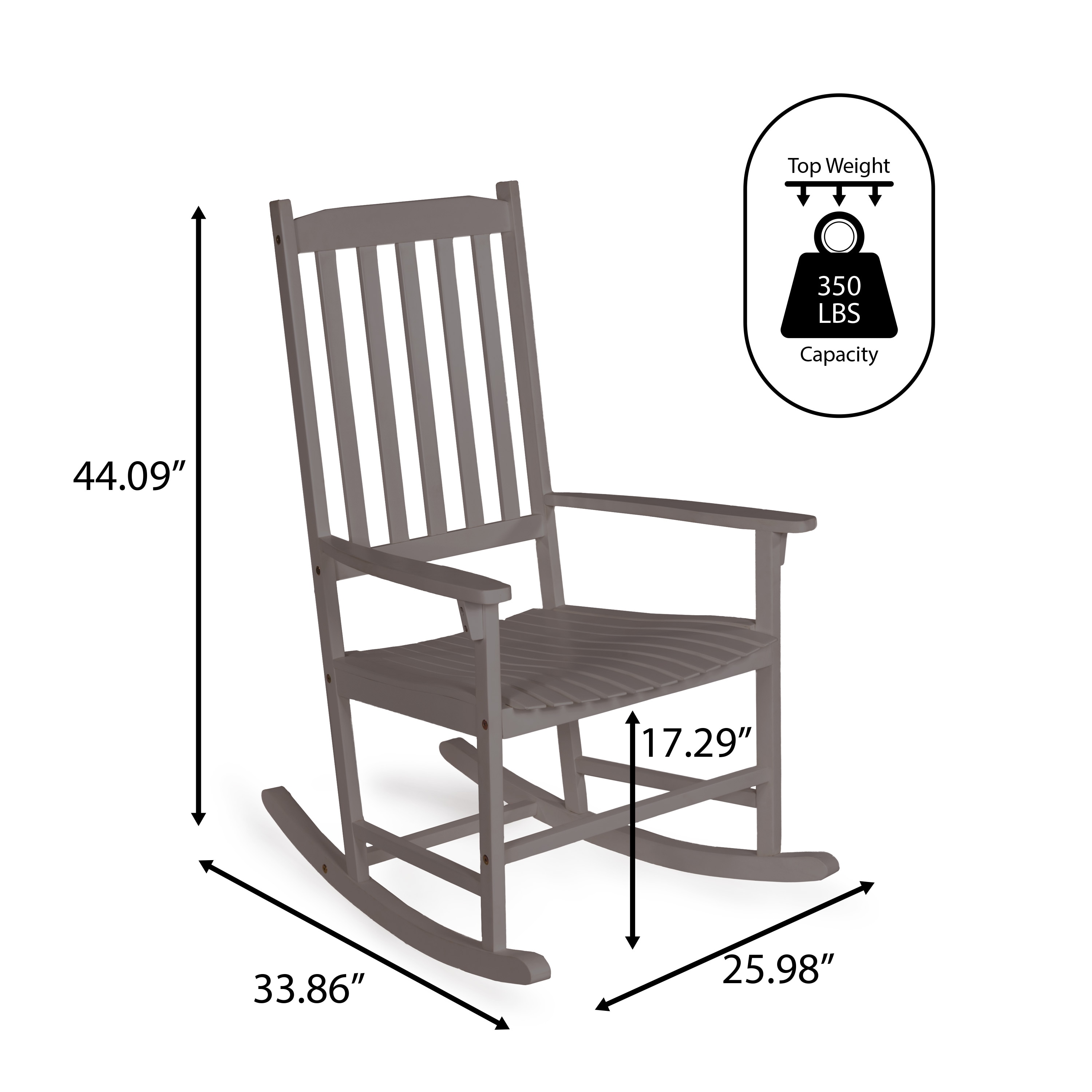 Gray Acacia Wood Windsor Slat-Back Rocking Chair