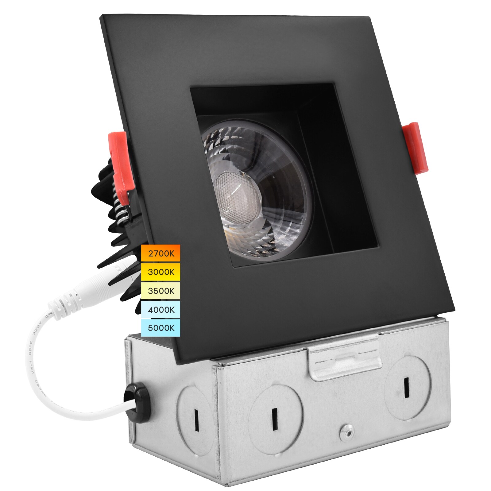 Luxrite LR24950 LR24958-1PK Black 4-in 1100 -Lumens Switchable white Square Dimmable LED Canless Damp rated Recessed Downlight