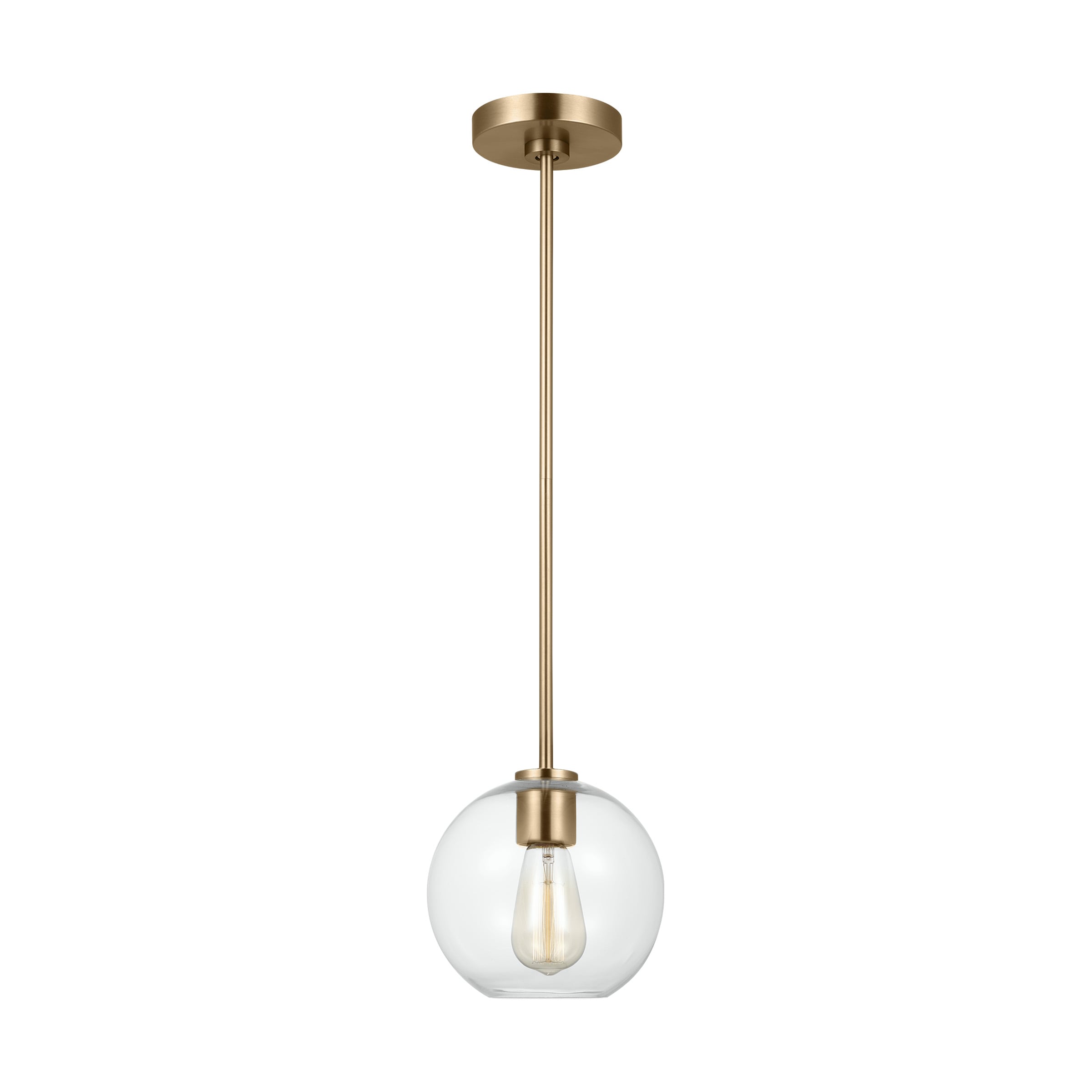 Generation Lighting 6002501-848 Orley Satin Brass Transitional Clear glass Globe Mini Hanging Pendant light