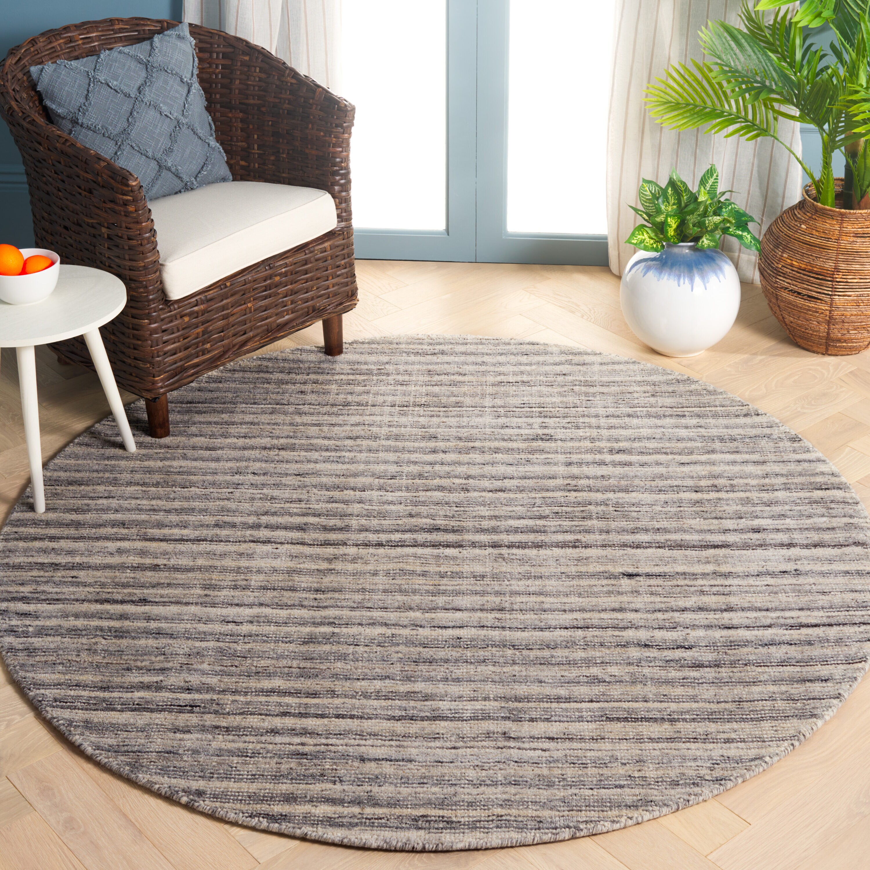 Safavieh Mirage 462 Ivory/Dark Gray Contemporary 6ft x 6ft Round Rug in ...