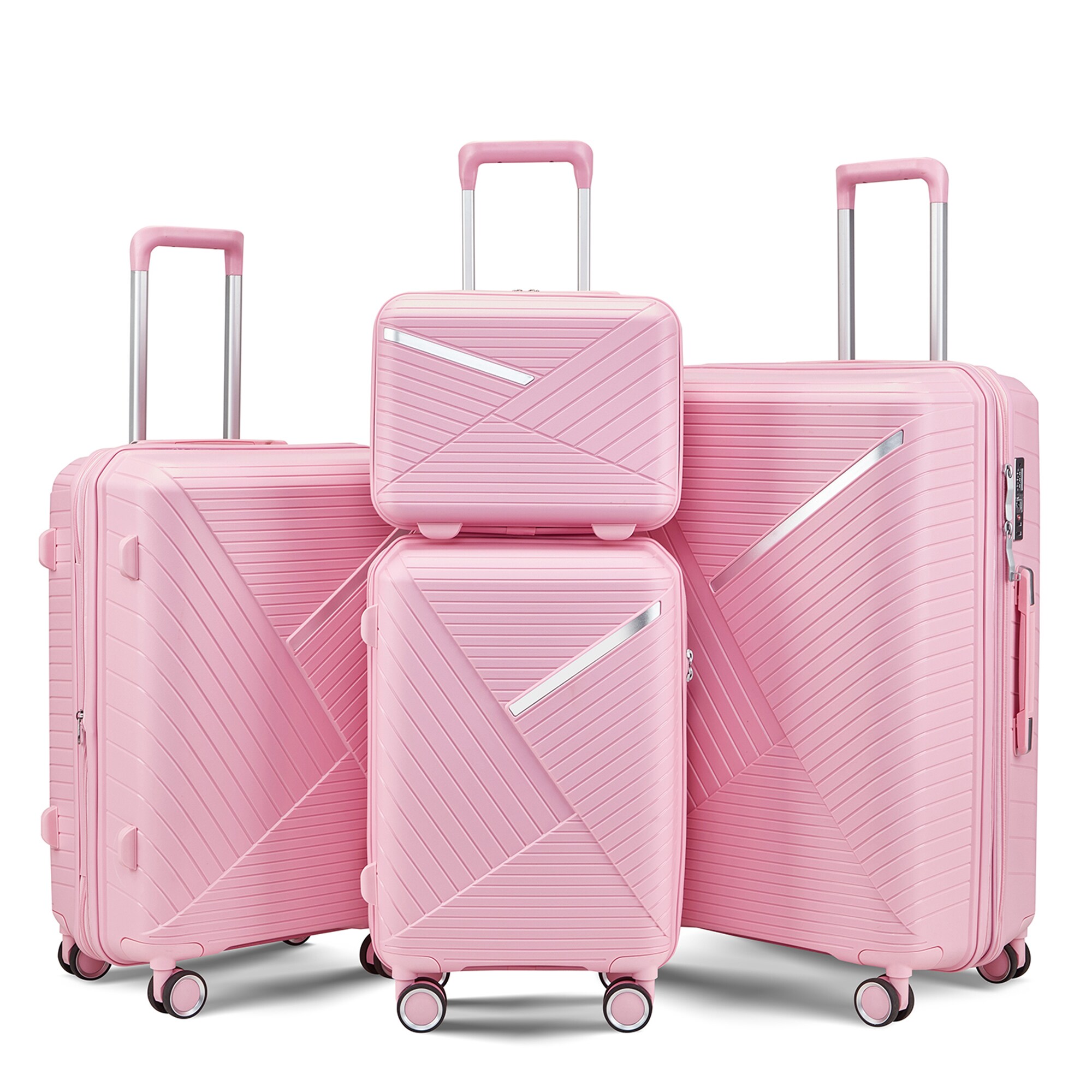 SINOFURN SYD9200001PK 18.5x12.6x29.5 Pink Plastic Hardshell Suitcase set 4 -Bag