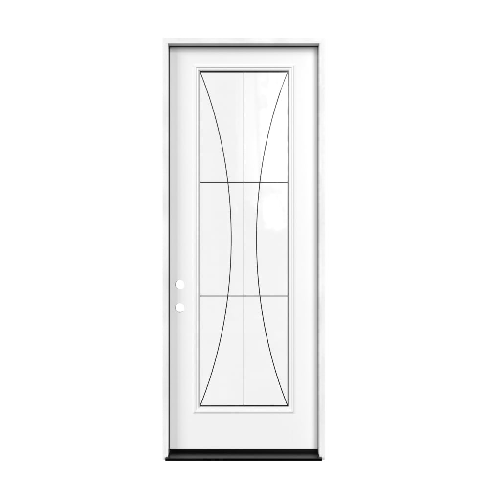 Masonite - M-Protect Luna Glass 36-in x 96-in x Fiberglass Right-hand inswing Primed Painted Preh...