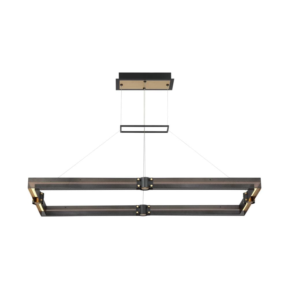 Admiral Matte Black and Gold LED Rectangular Chandelier