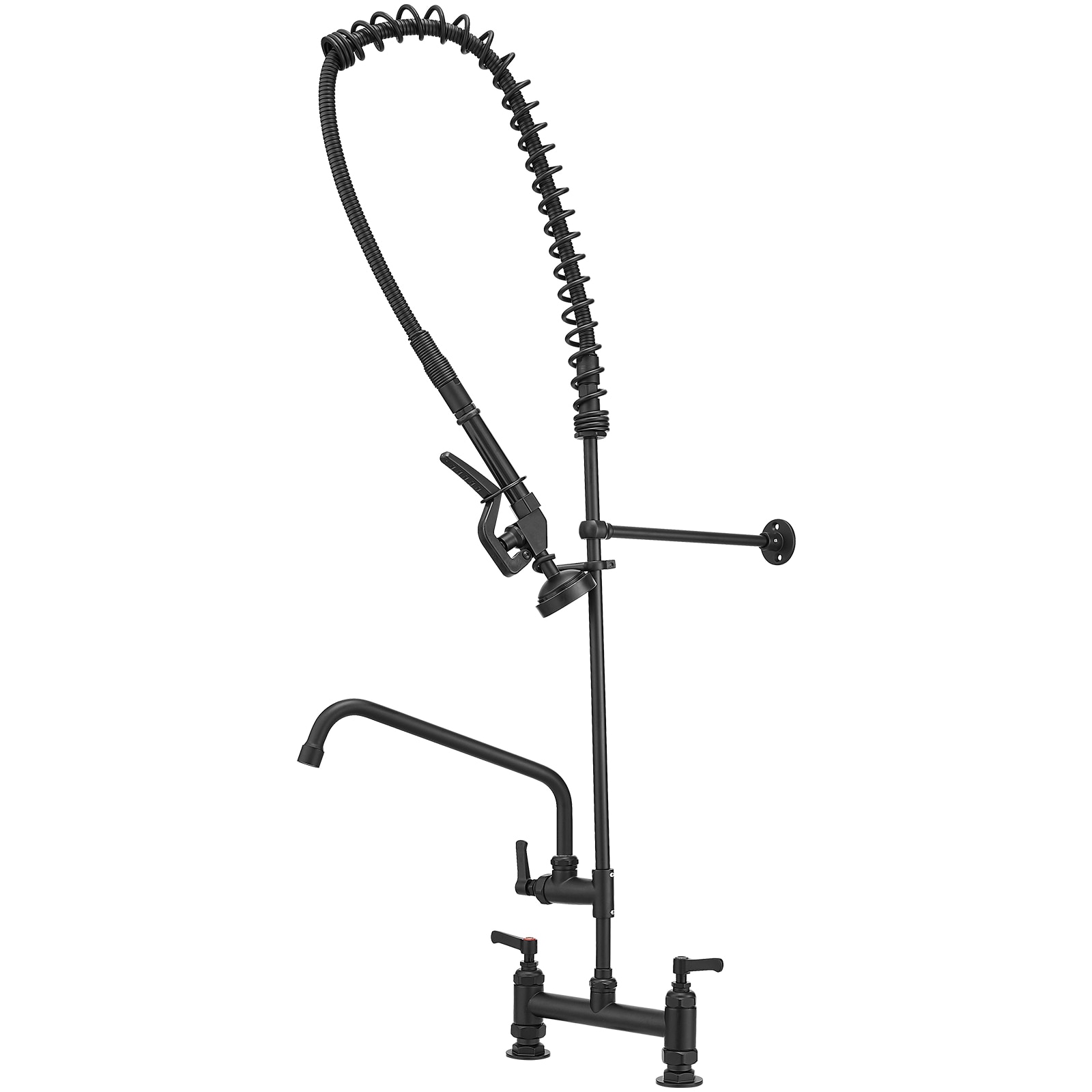 BWE A-94262H-BLACK Matte Black 3-handle Deck-mount Pull-down Kitchen Faucet