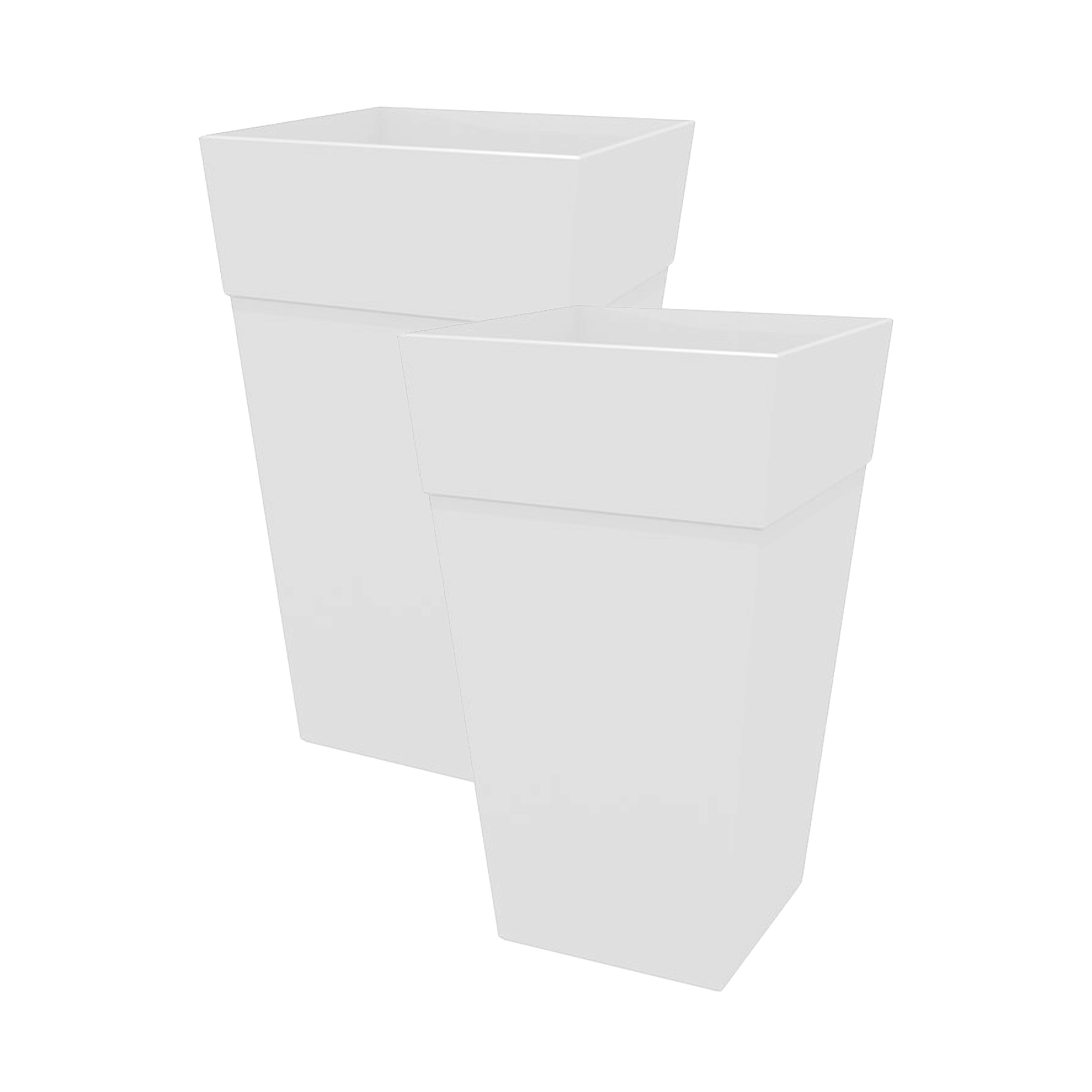 Bloem DCB-FPSMIX6 2 -Pack Square 14.65-in W x 25.5-in H x White Recycled plastic Contemporary/Modern Indoor/Outdoor Planter