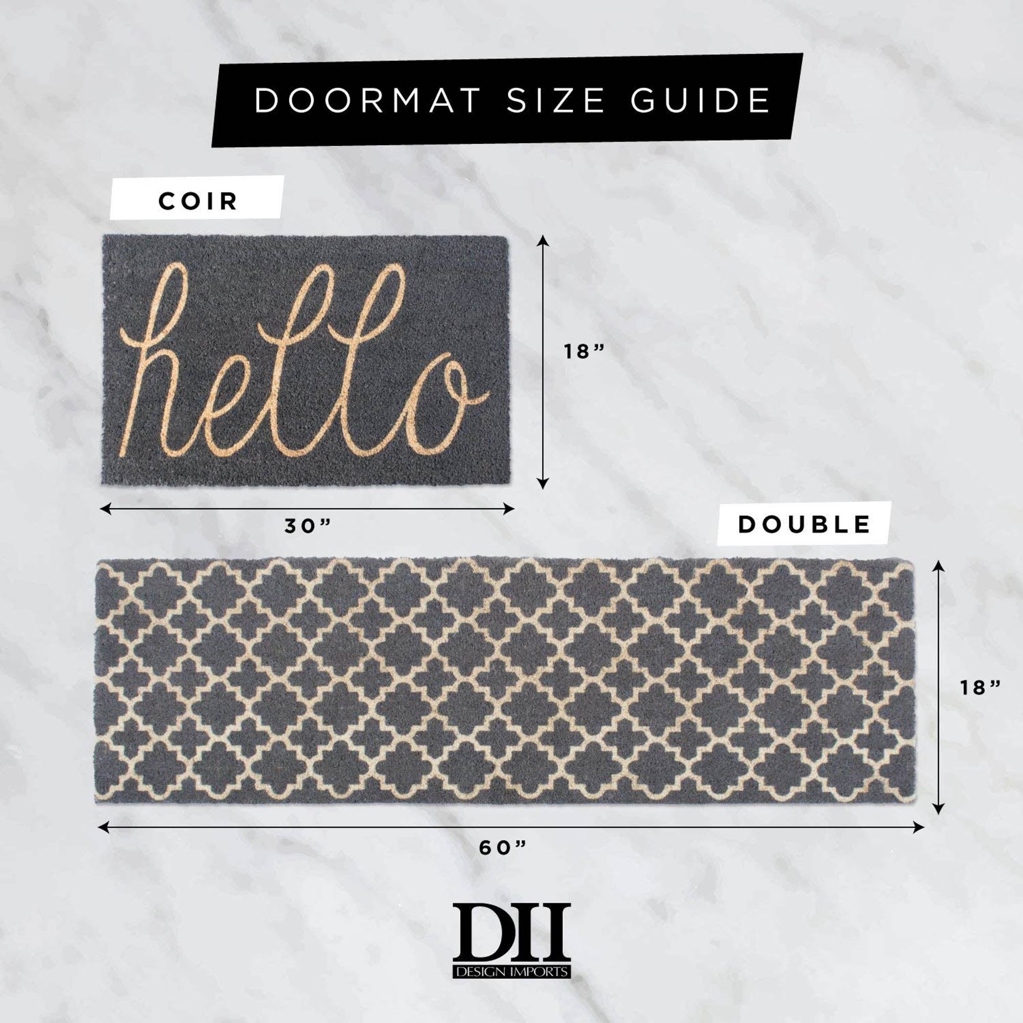 Geometric Black and Beige Coir Outdoor Doormat, 18x30 Inches