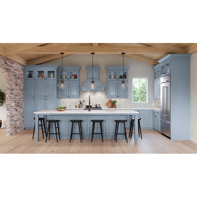 Shenandoah Mckinley 14 562 In W X 5 H Mist Painted Kitchen Cabinet Sample Door Blue 98217