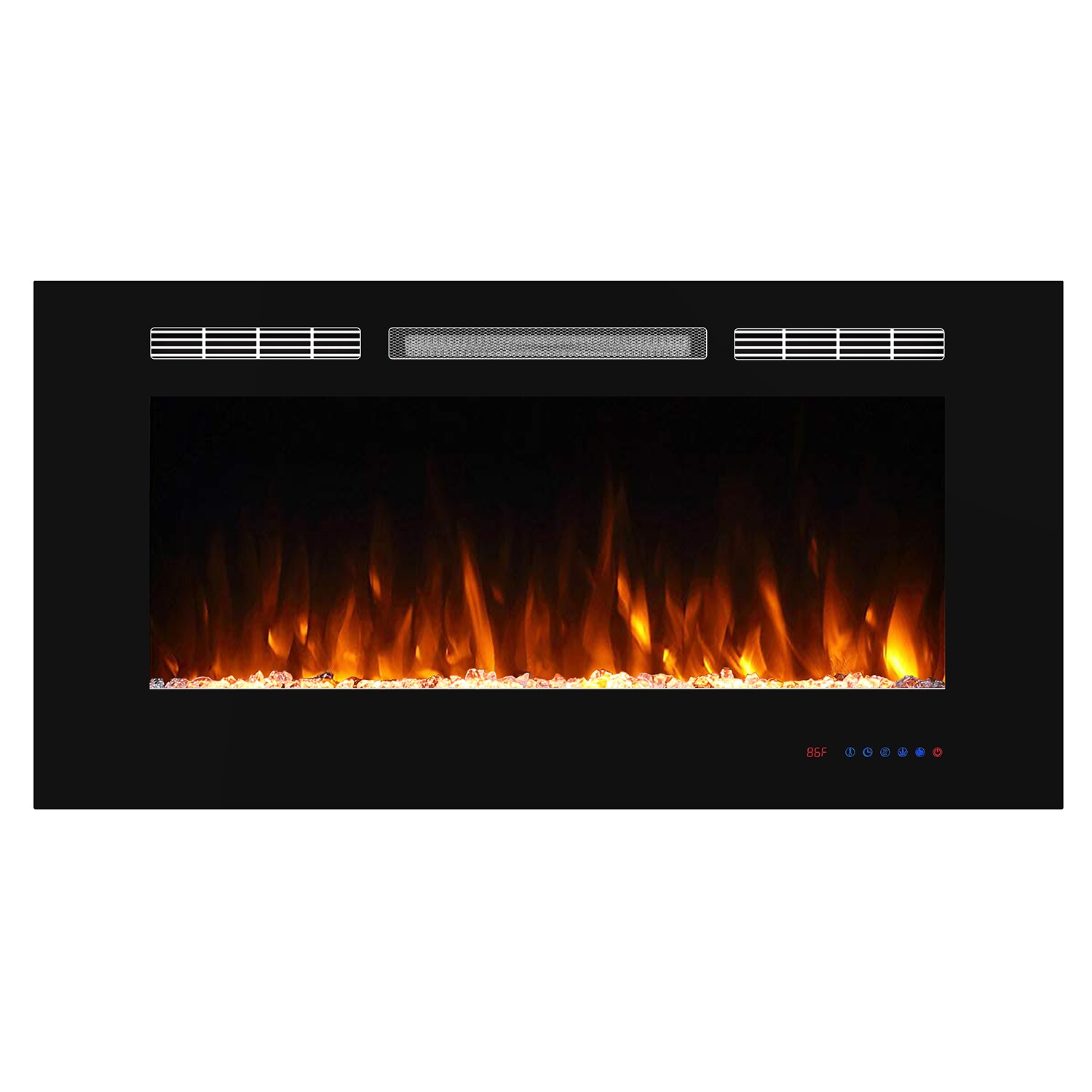 CASAINC 42-in W Black TV Stand with LED Electric Fireplace in the ...