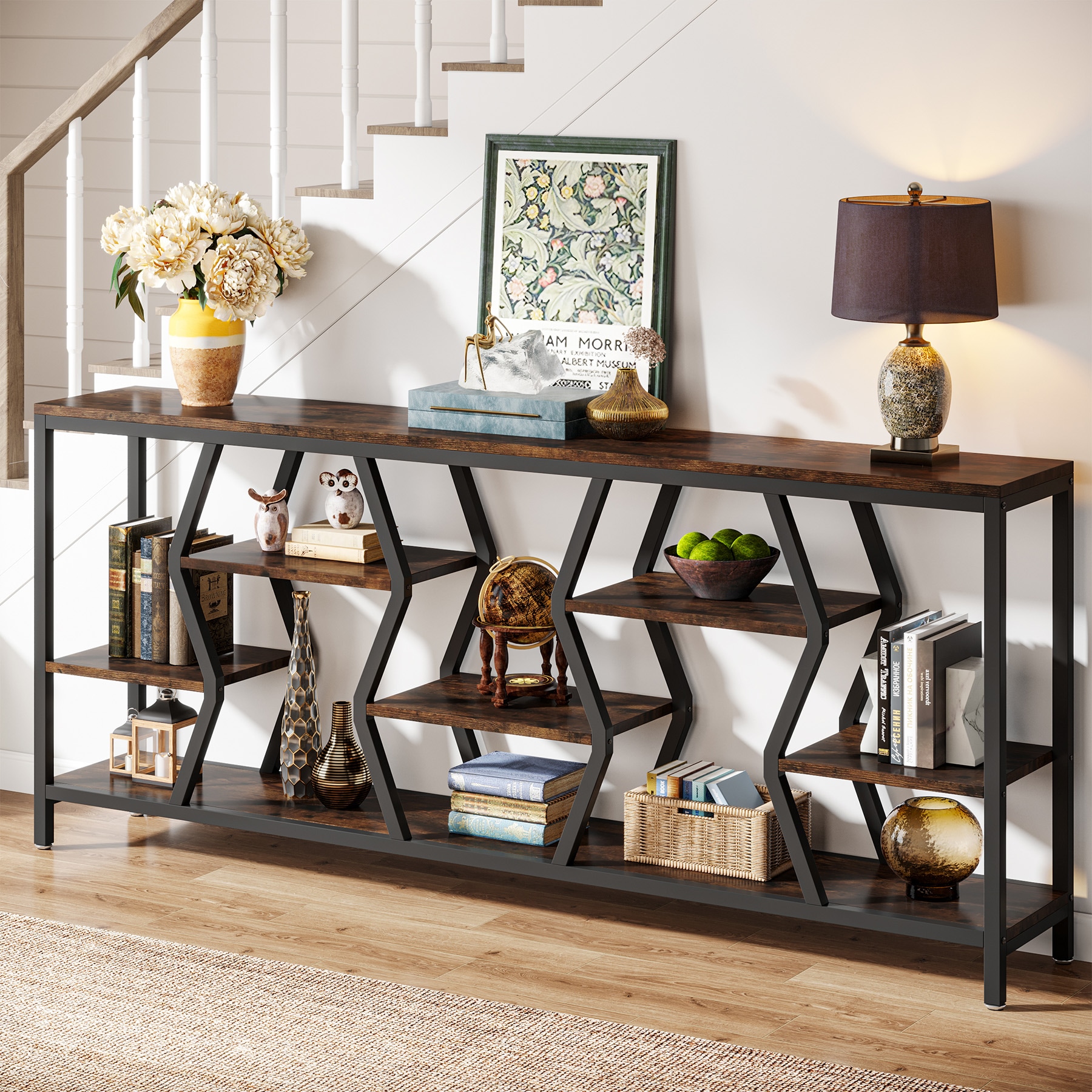Fnova LWTJ-F1906 Industrial Wood Finished 71-in W x 36-in H Console table