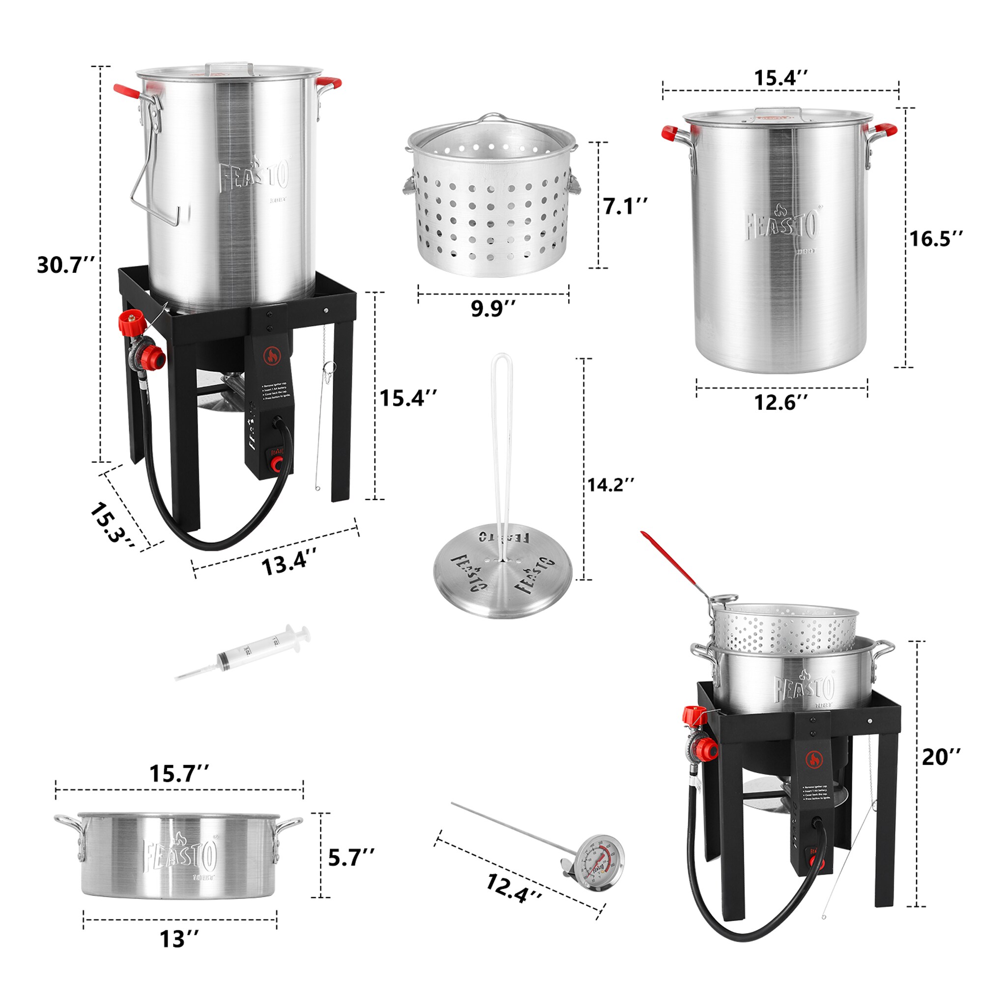 Feasto 30 Qt Aluminum Turkey Fryer with Gas Burner
