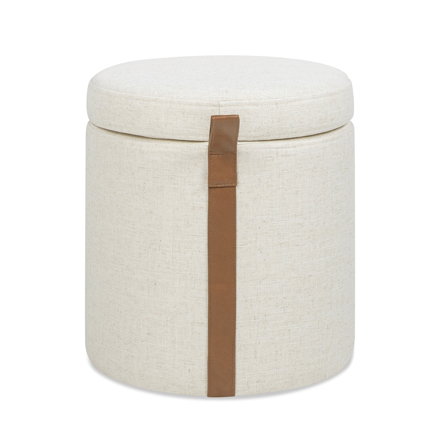 Jennifer Taylor Home LL008U023-84670 Brandy Modern Flax White Round Ottoman