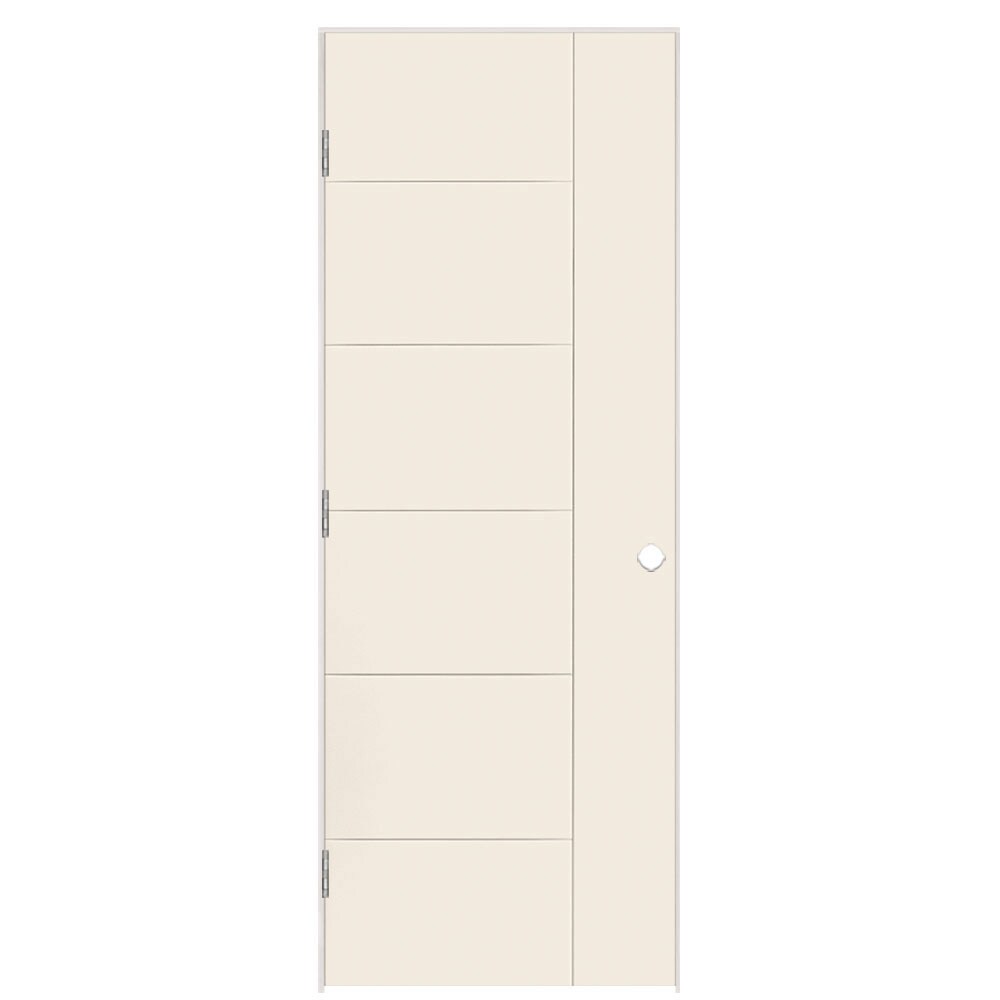Masonite 1446815 30-in x 80-in Moonglow Hollow core Flush Right hand Smooth Prefinished Molded composite Flat Jamb Single Prehung Interior Door