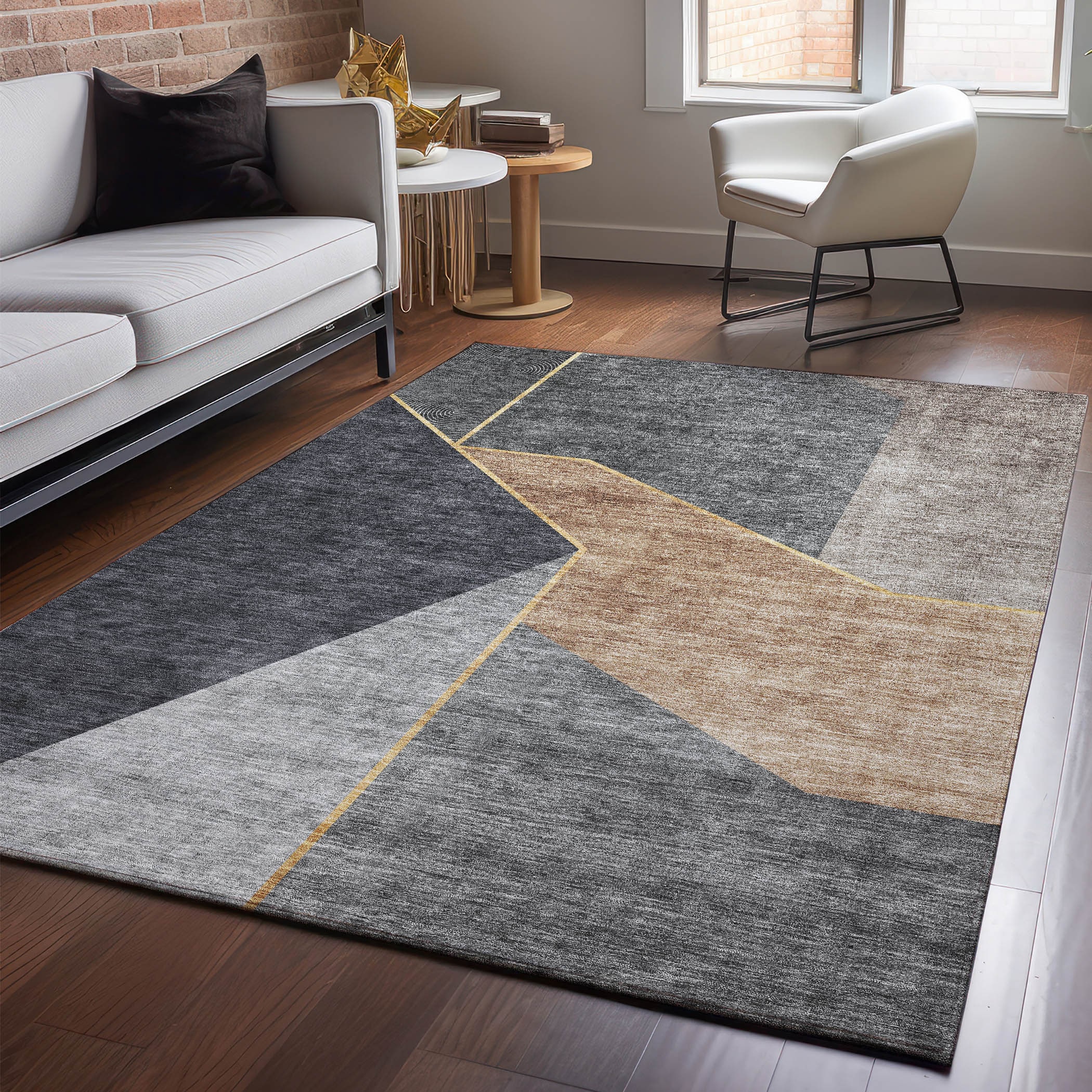 Addison Rugs AMF648CC8X10 Mayfield AMF648CC 8 x 10 (ft) Loomed Polyester Charcoal Rectangular Indoor Geometric Machine washable Area rug