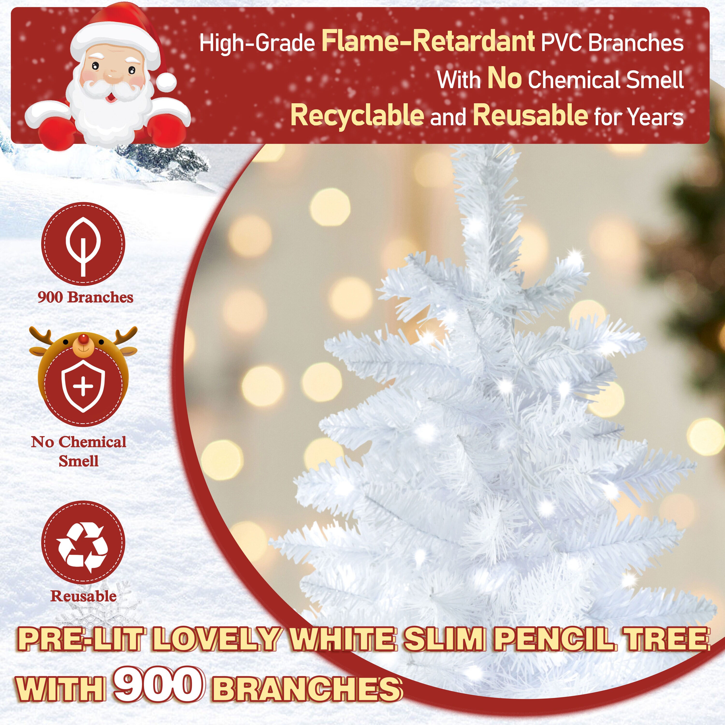 VEIKOUS HP1001-16WH-2 Artificial-Christmas-Trees - View #9