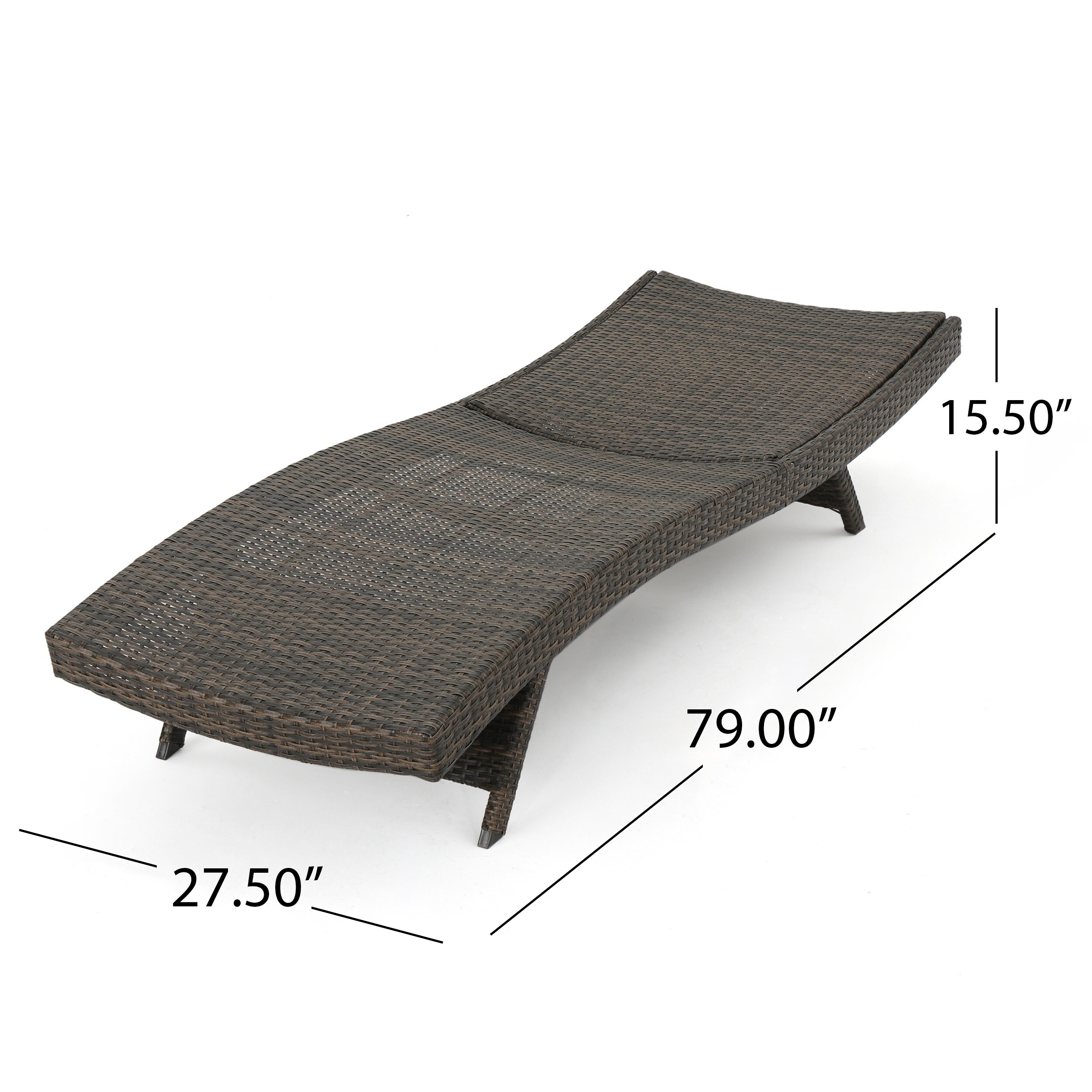 Multibrown Wicker Adjustable Outdoor Armless Chaise Lounger Set